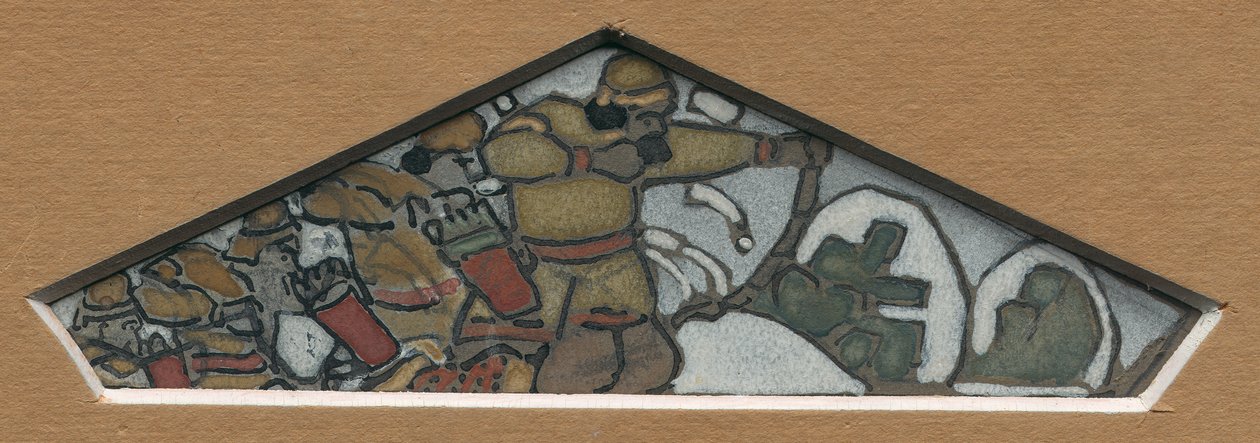 Vázlat az „Északi élet” majolika fríz bal szélső háromszög alakú díszítéséhez, 1905 alkotó: Nicholas Roerich