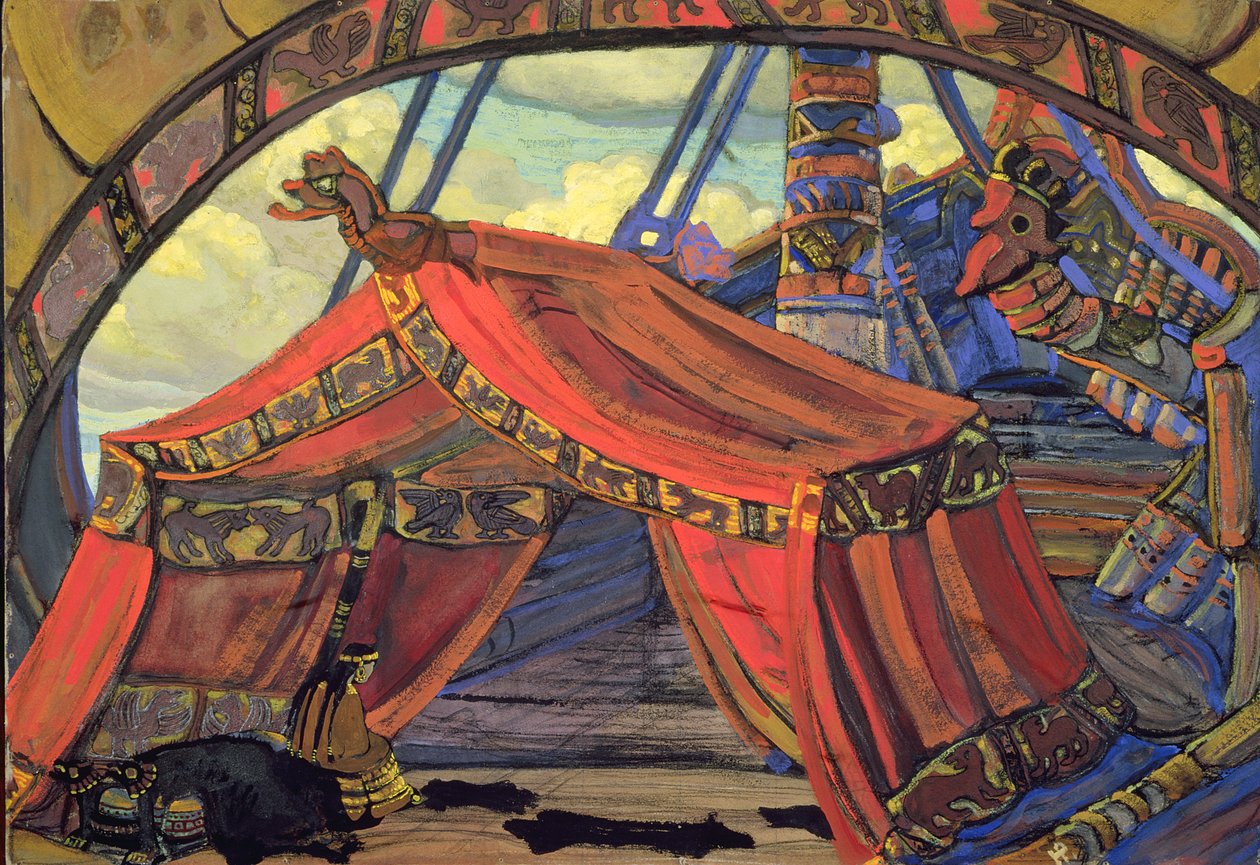 Színpadterv a "Tristán és Izolda" című filmhez, Wagnertől, 1912 alkotó: Nicholas Roerich
