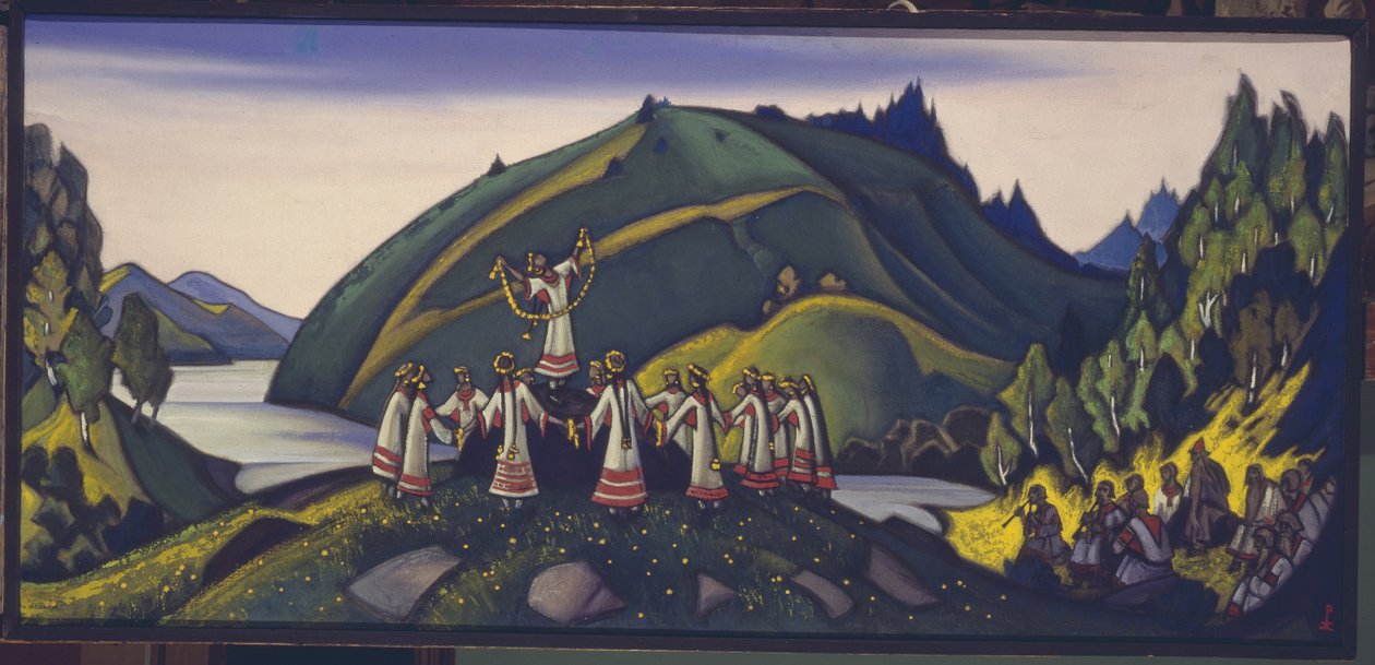 Színpadterv I. Stravinsky A tavasz rítusa Le Sacre du Printemps című balettjéhez, 1945 alkotó: Nikolai Konstantinowitsch Roerich