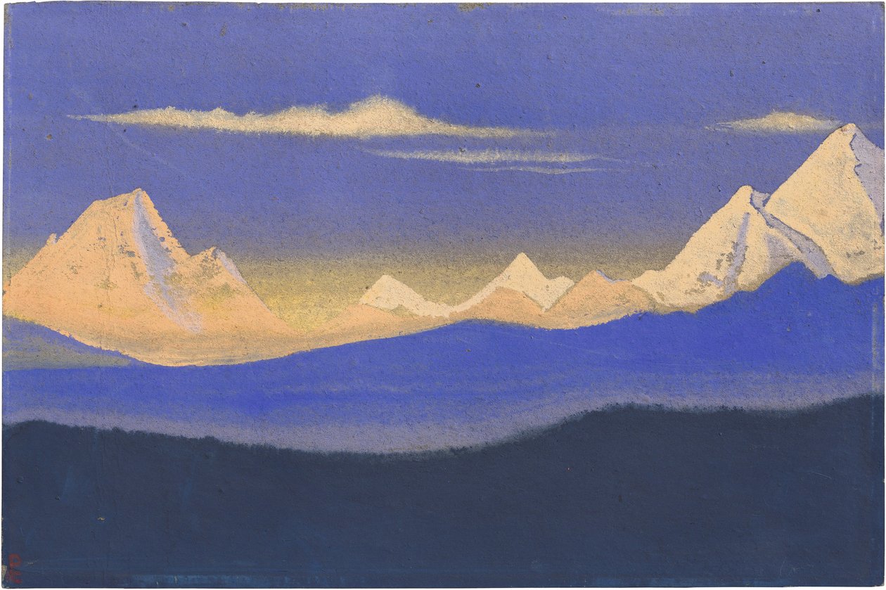 A Himalája par Roerich, Nicholas (1874-1947). Tempera kartonon, mérete: 30,5x45,7 alkotó: Nicholas Roerich