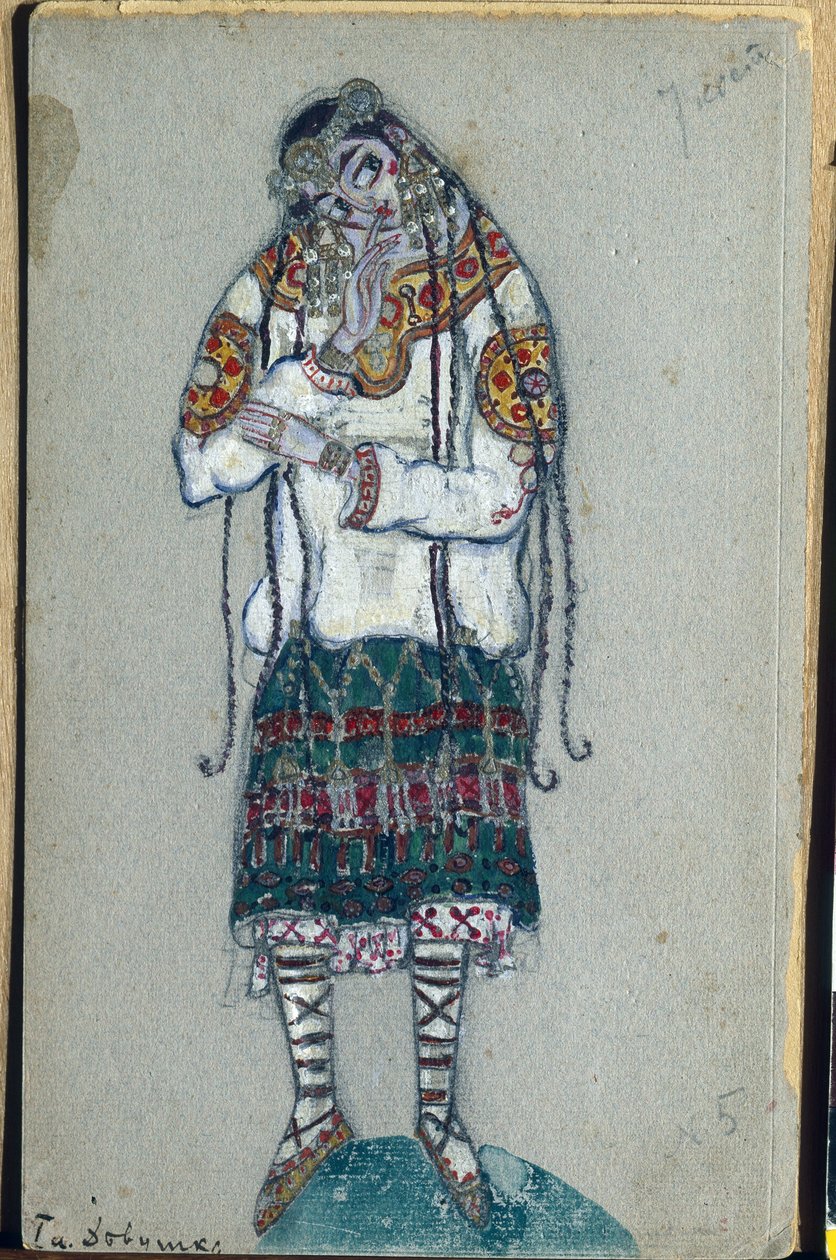 A fiatal lány, Igor Stravinsky "A tavasz rítusa" című balettjének jelmezterve, 1912 alkotó: Nicholas Roerich
