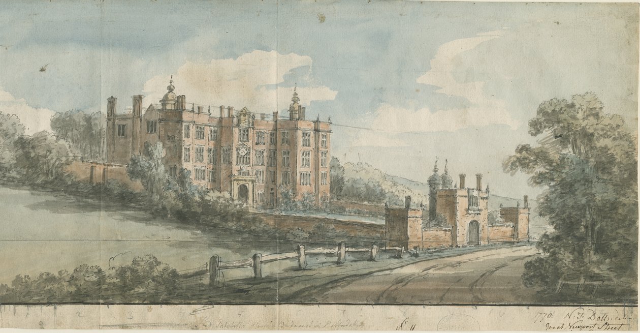 Beaudesert Hall és Park: vízfestmény, 1770 alkotó: Nicholas Thomas Dall