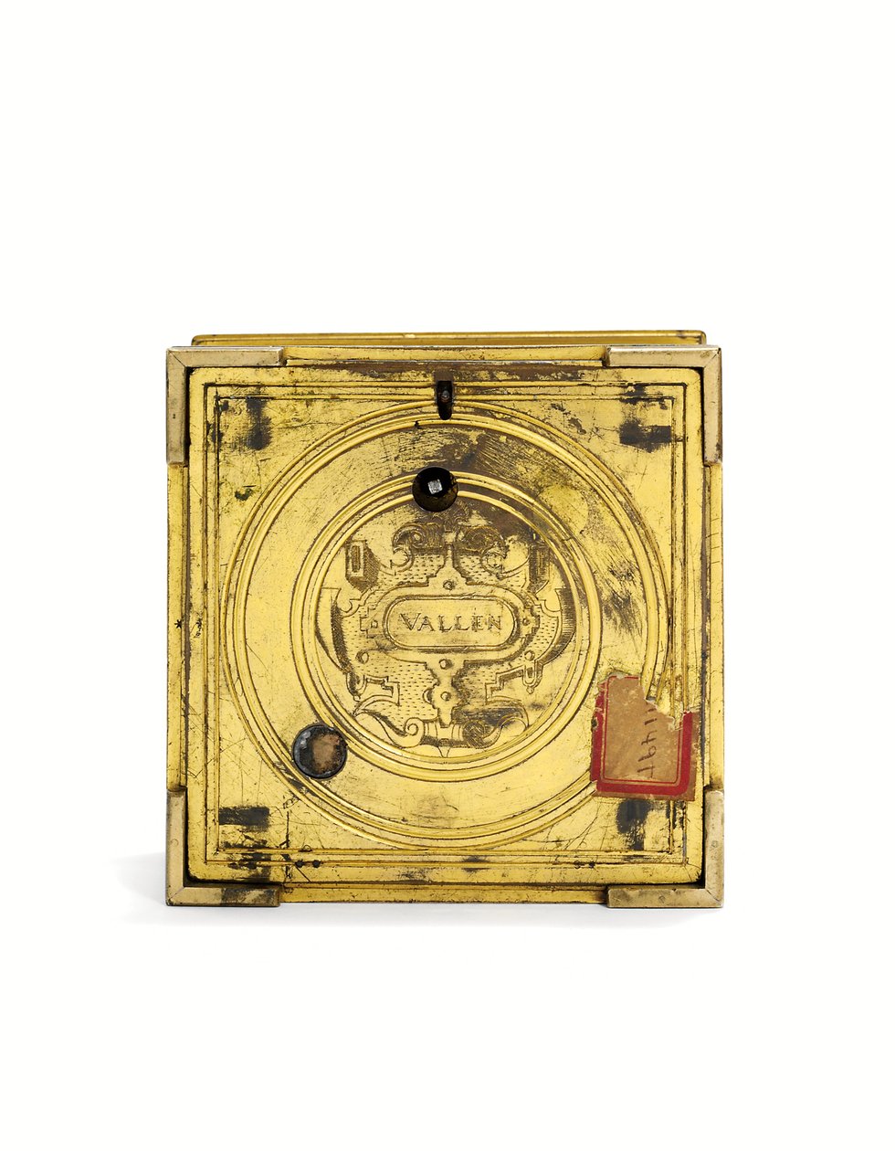 I. Erzsébet gravírozott feltűnő vízszintes asztali óra, 1590-1600 körül (aranyozott sárgaréz) alkotó: Nicholas Vallin