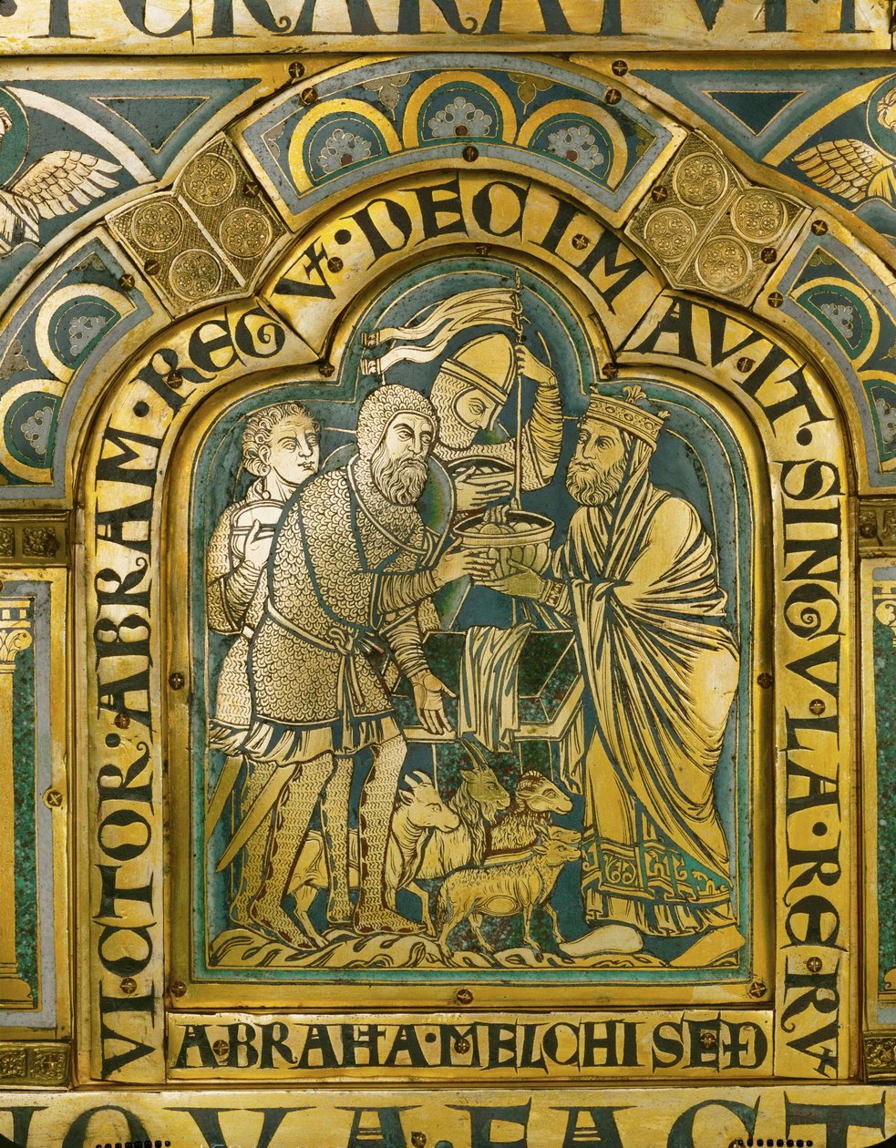 Ábrahám és Melkizedek ... (zománcozott aranyozott réz) alkotó: Nicholas of Verdun