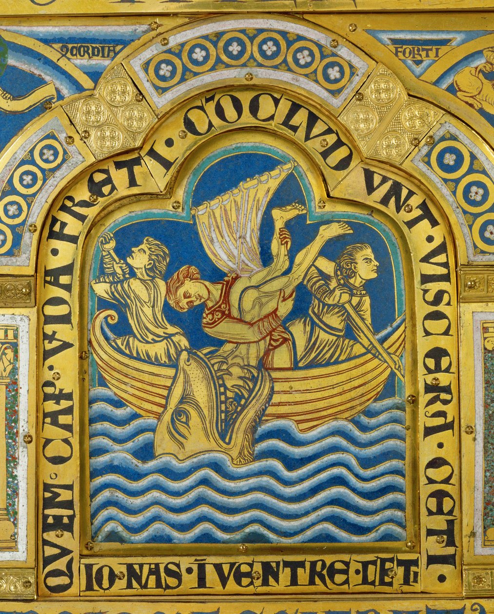 Jónás és a bálna, a verduni oltárról ... alkotó: Nicholas of Verdun