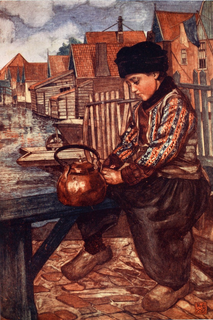 Egy fiú tisztító vízforraló, 1904 alkotó: Nico Jungman