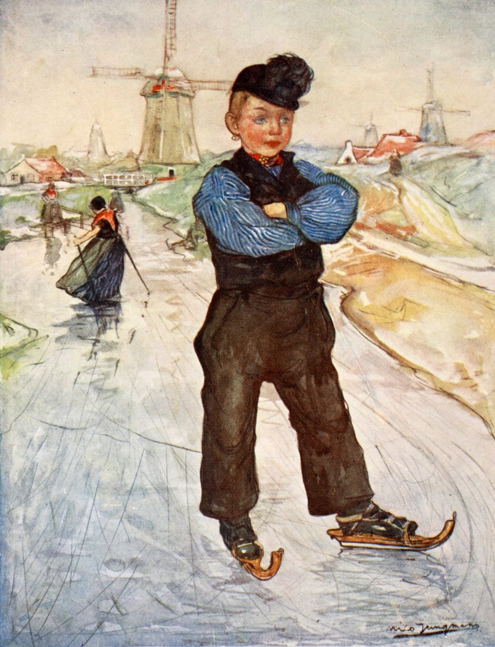 Veere-i parasztfiú korcsolyán, 1904 alkotó: Nico Jungman