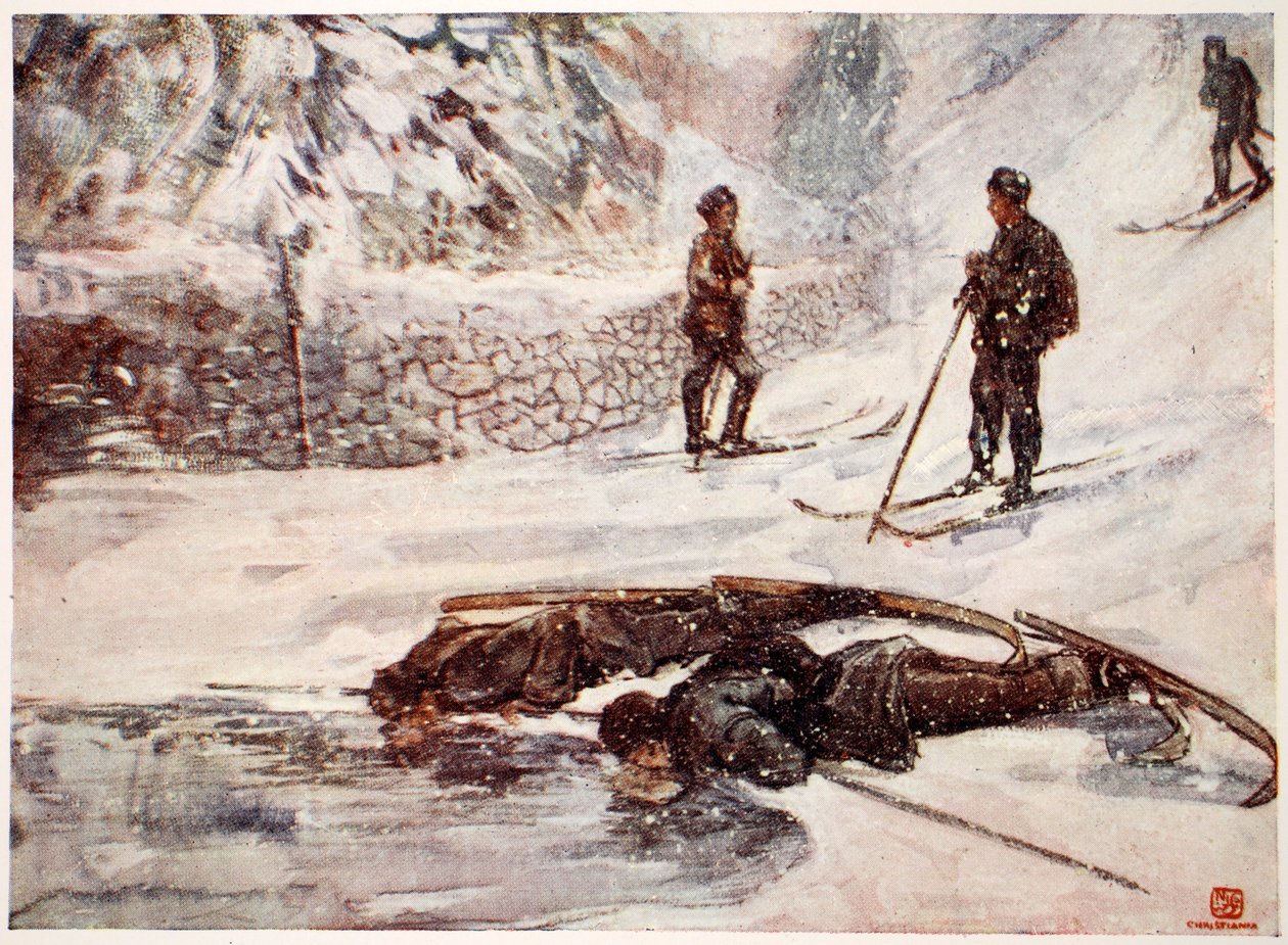 Síelők libabort isznak, 1905 alkotó: Nico Jungman