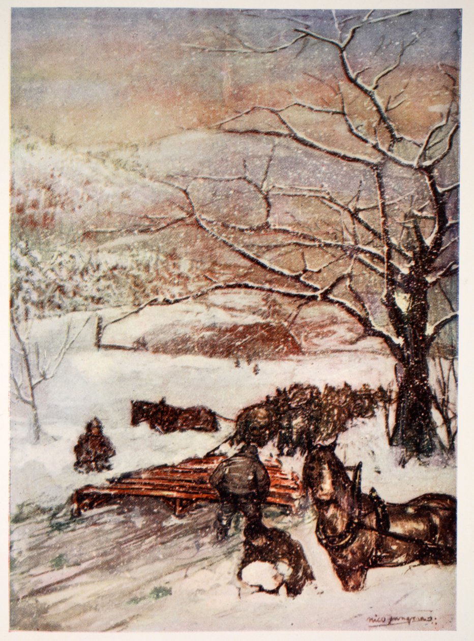 Nyolc vagy tíz ló által húzott hóeke, 1905 alkotó: Nico Jungman