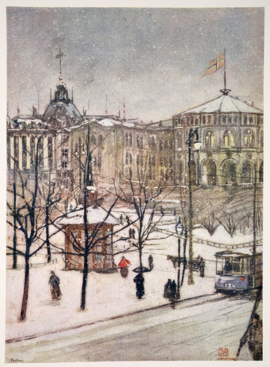 The Houses of Parliament (Strorthing), Christiania, 1905 alkotó: Nico Jungman