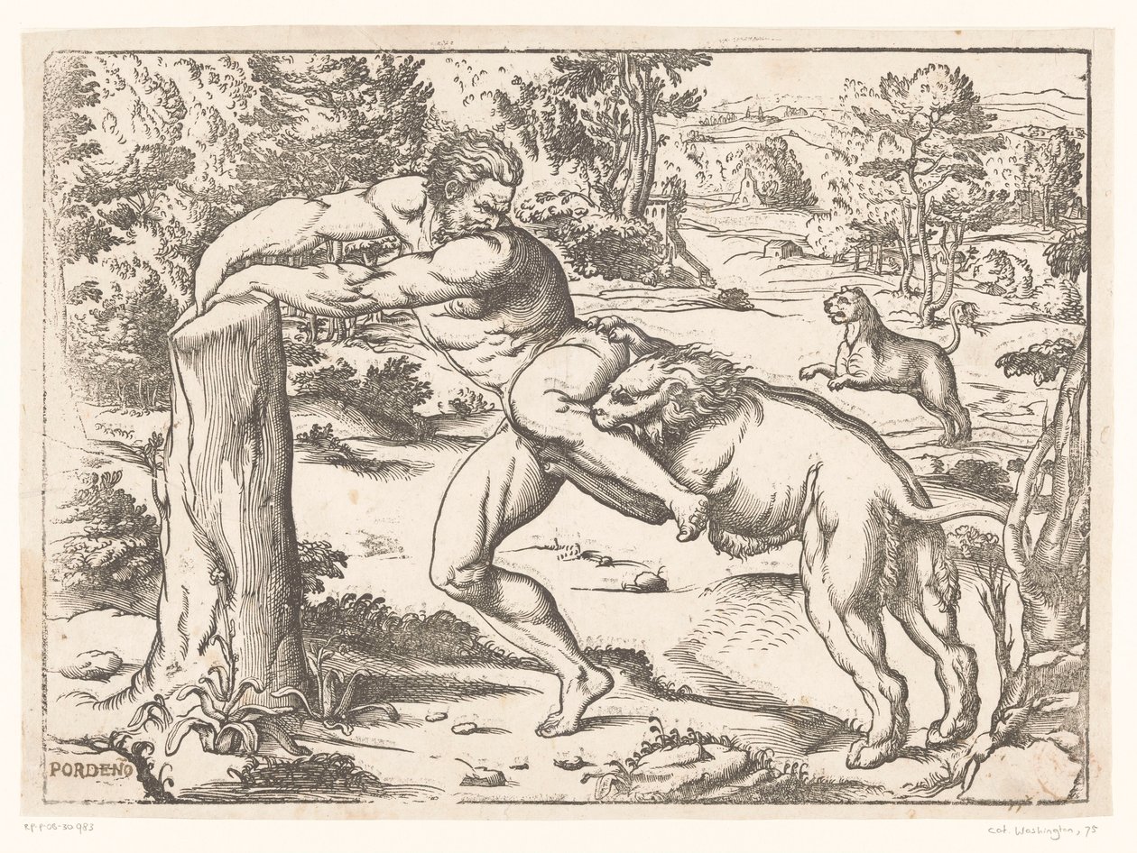 Croton Milót megtámadta egy oroszlán alkotó: Nicolò Boldrini (attributed to)