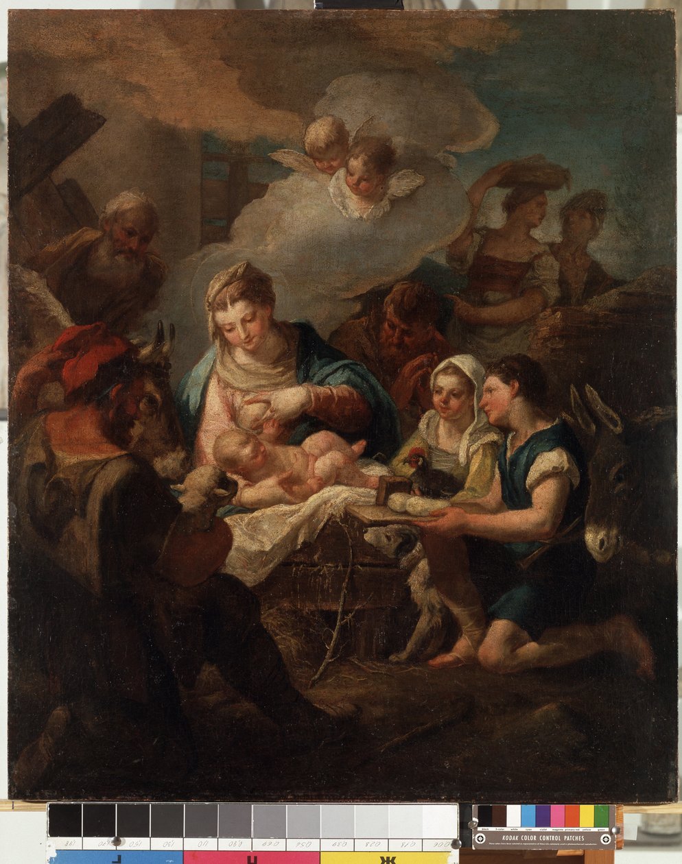 ""Adoration of the Christ Child"" (The Adoration of the Christ Child) Nicola Grassi (1682-1748) festménye, 18. század Mikalojus Konstantinas Ciurlionis Szépművészeti Múzeum, Kaunas, Litvánia alkotó: Nicolò Grassi