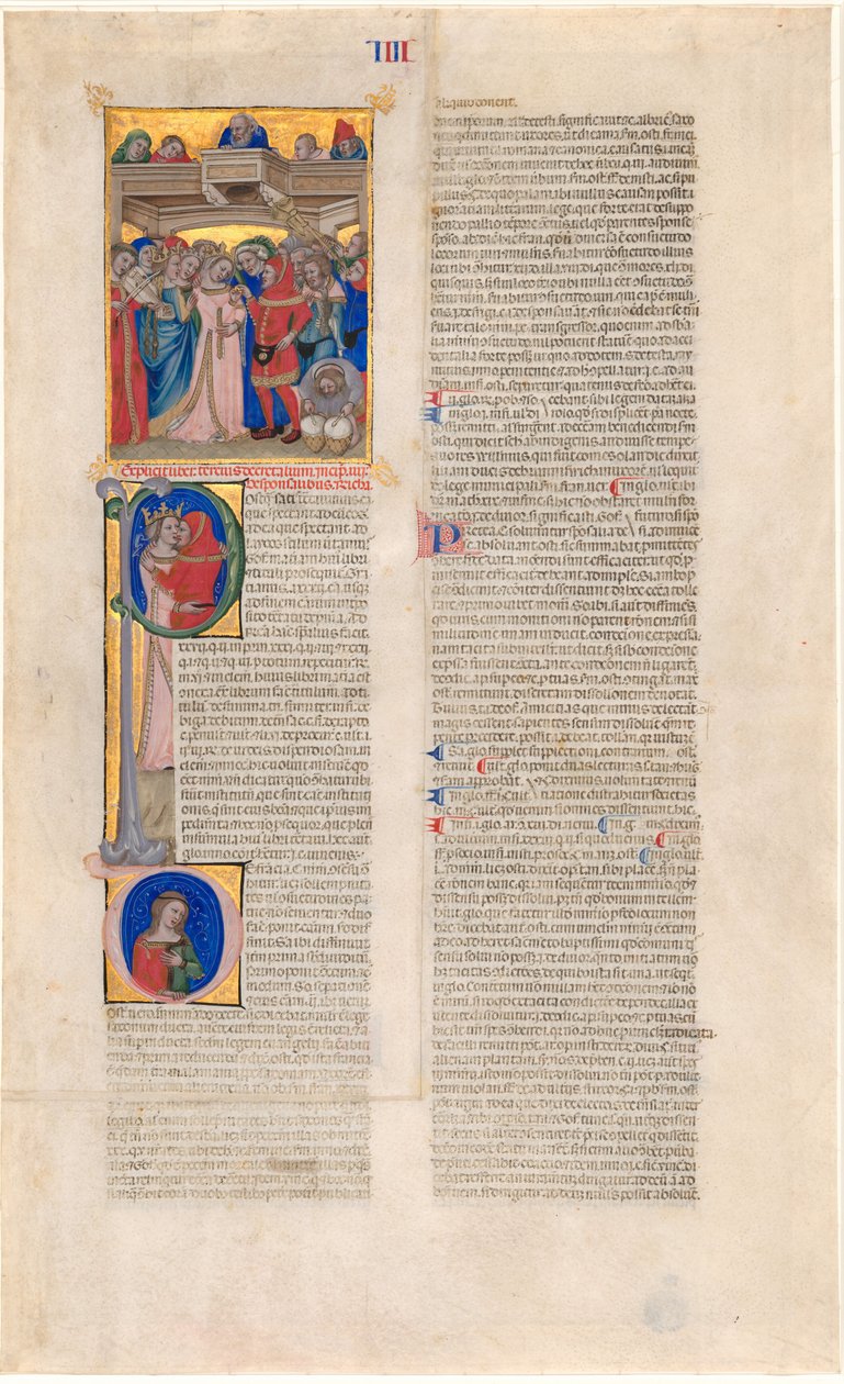 A házasság; a menyasszony csókja (kezdő P); a menyasszony elhagyva (kezdő D) alkotó: Nicolò da Bologna