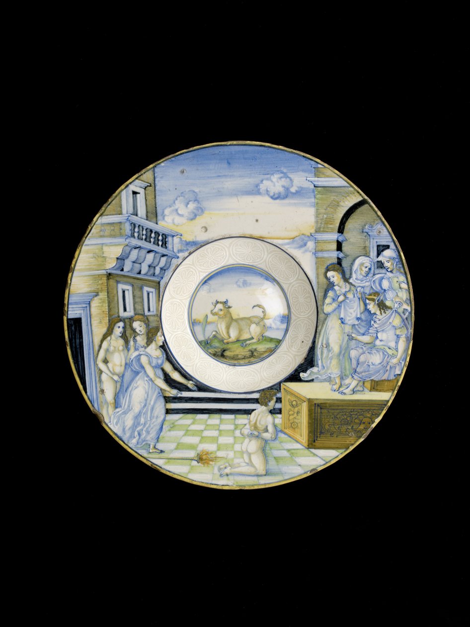Apelles gyalázata, 15. század (maiolica) alkotó: Nicola da Urbino
