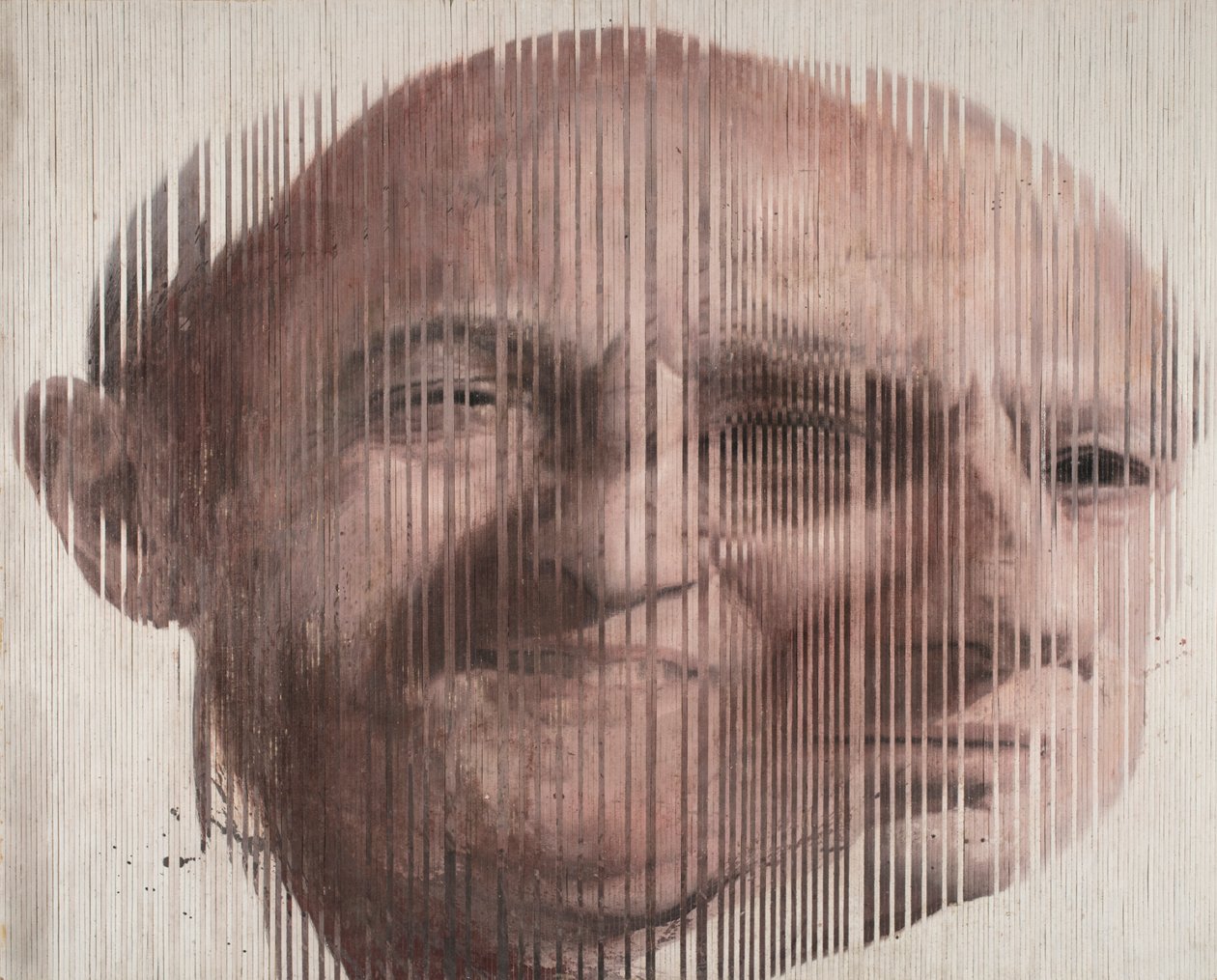 Face Fusion I, 2007 (olaj, vászon, vágva és deszkára applikálva) alkotó: Nicola Pucci