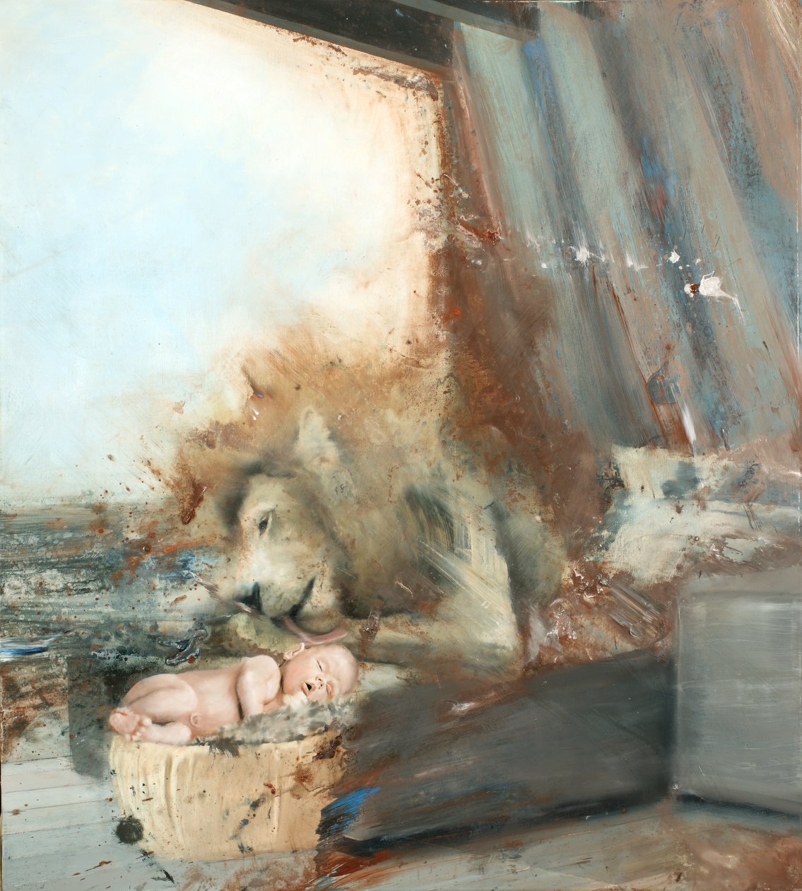 Oroszlán gyermekével, 2015 (olaj, vászon) alkotó: Nicola Pucci