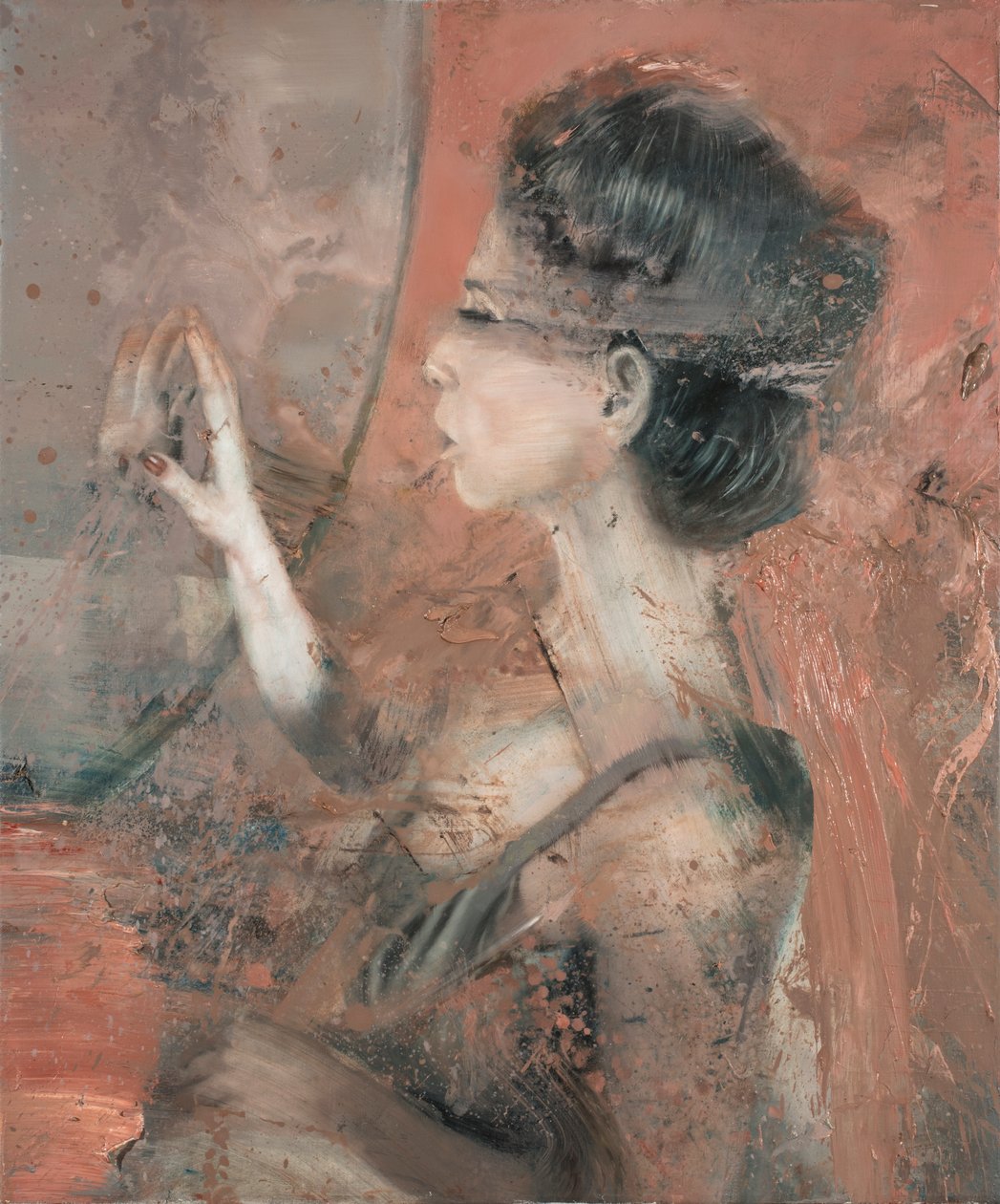 Nő a tükörben, 2019 (olaj, vászon) alkotó: Nicola Pucci