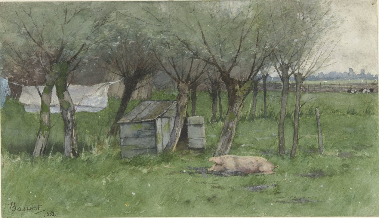 Farmyard fekvő disznóval alkotó: Nicolaas Bastert