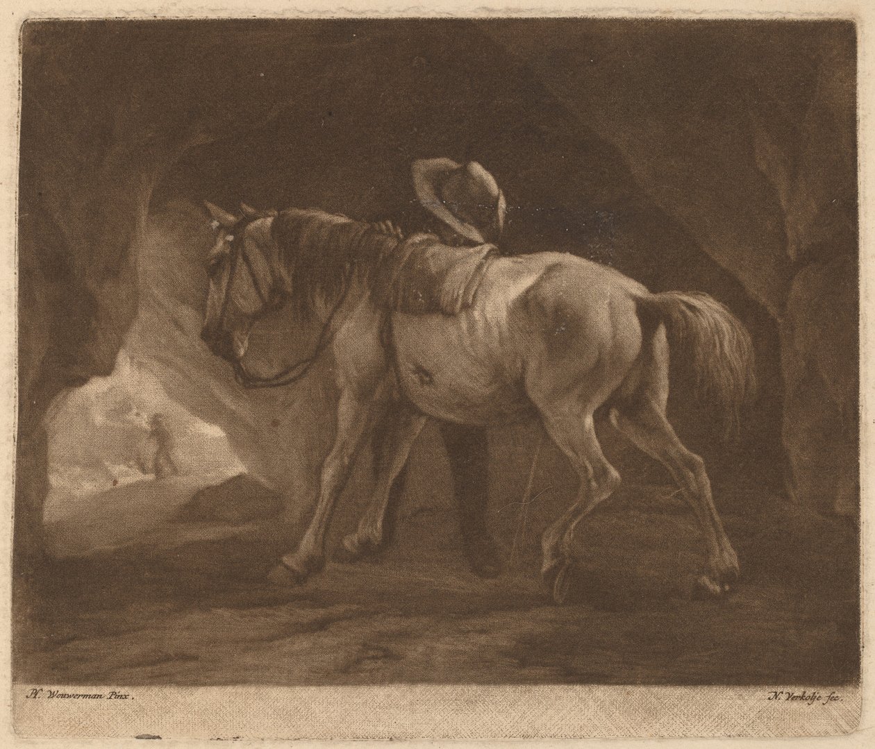 A Pissing Horse alkotó: Nicolaas Verkolje after Philips Wouwerman