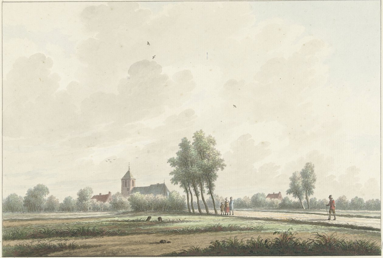 Egy táj templommal a láthatáron alkotó: Nicolaas Wicart