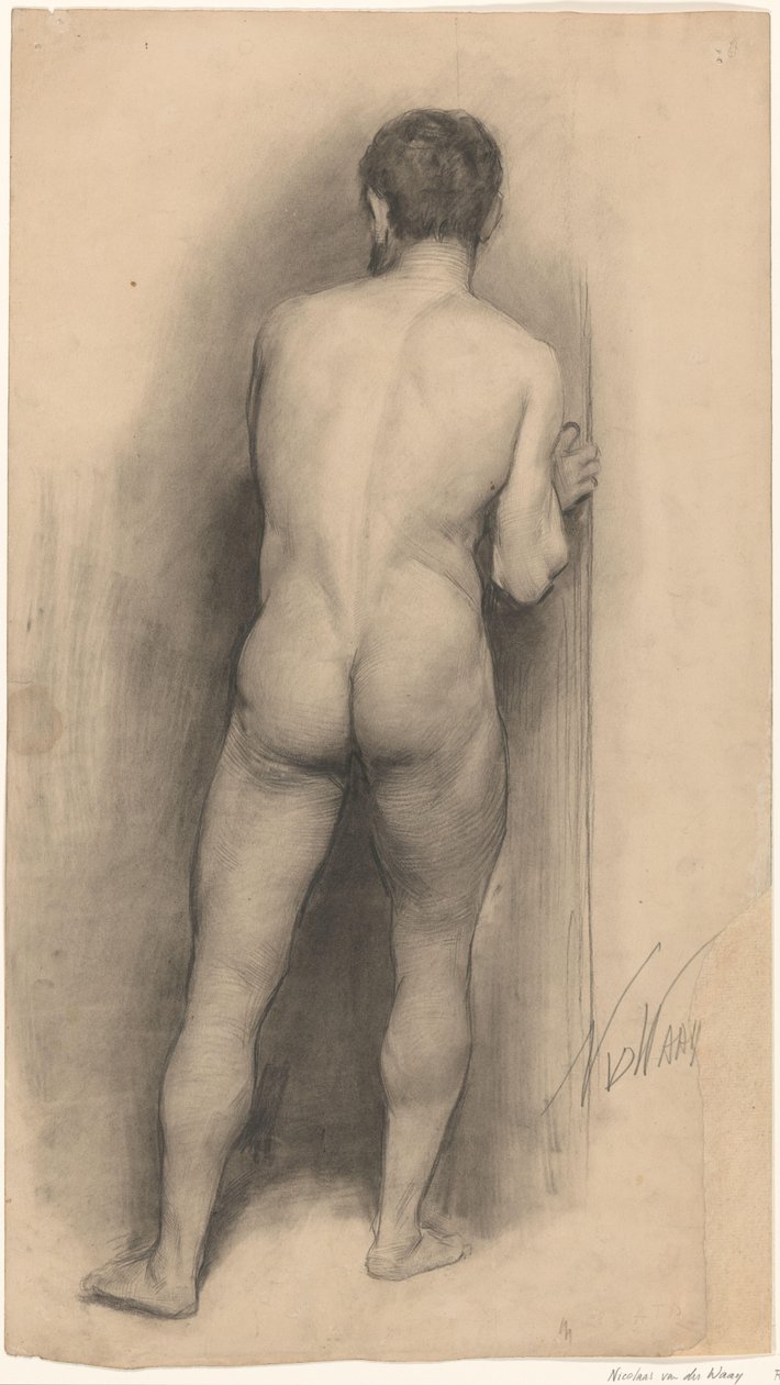 Férfi akt hátulról nézve alkotó: Nicolaas van der Waay (signed by artist)