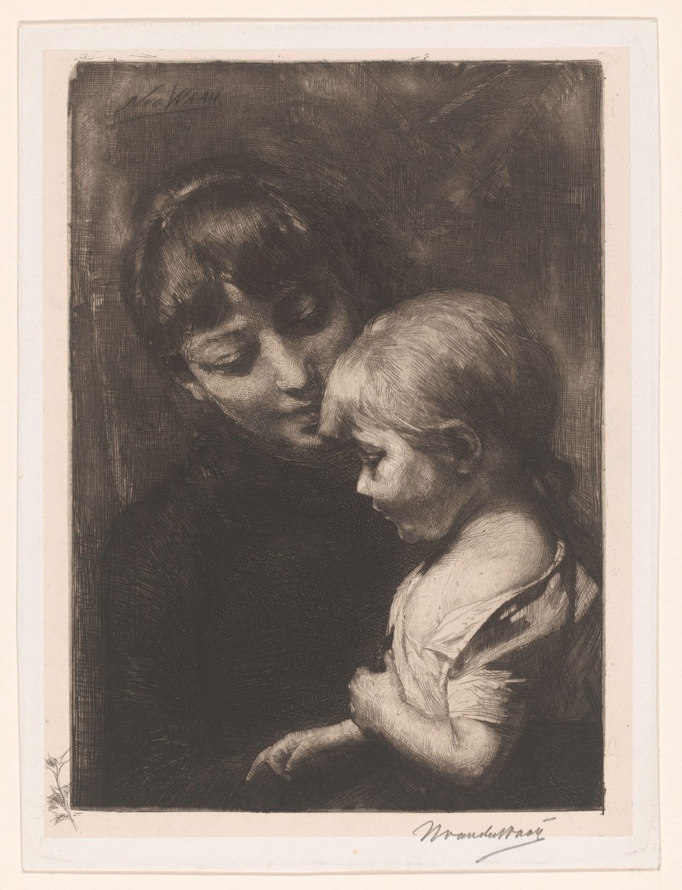 Nő gyermekkel alkotó: Nicolaas van der Waay (signed by artist)