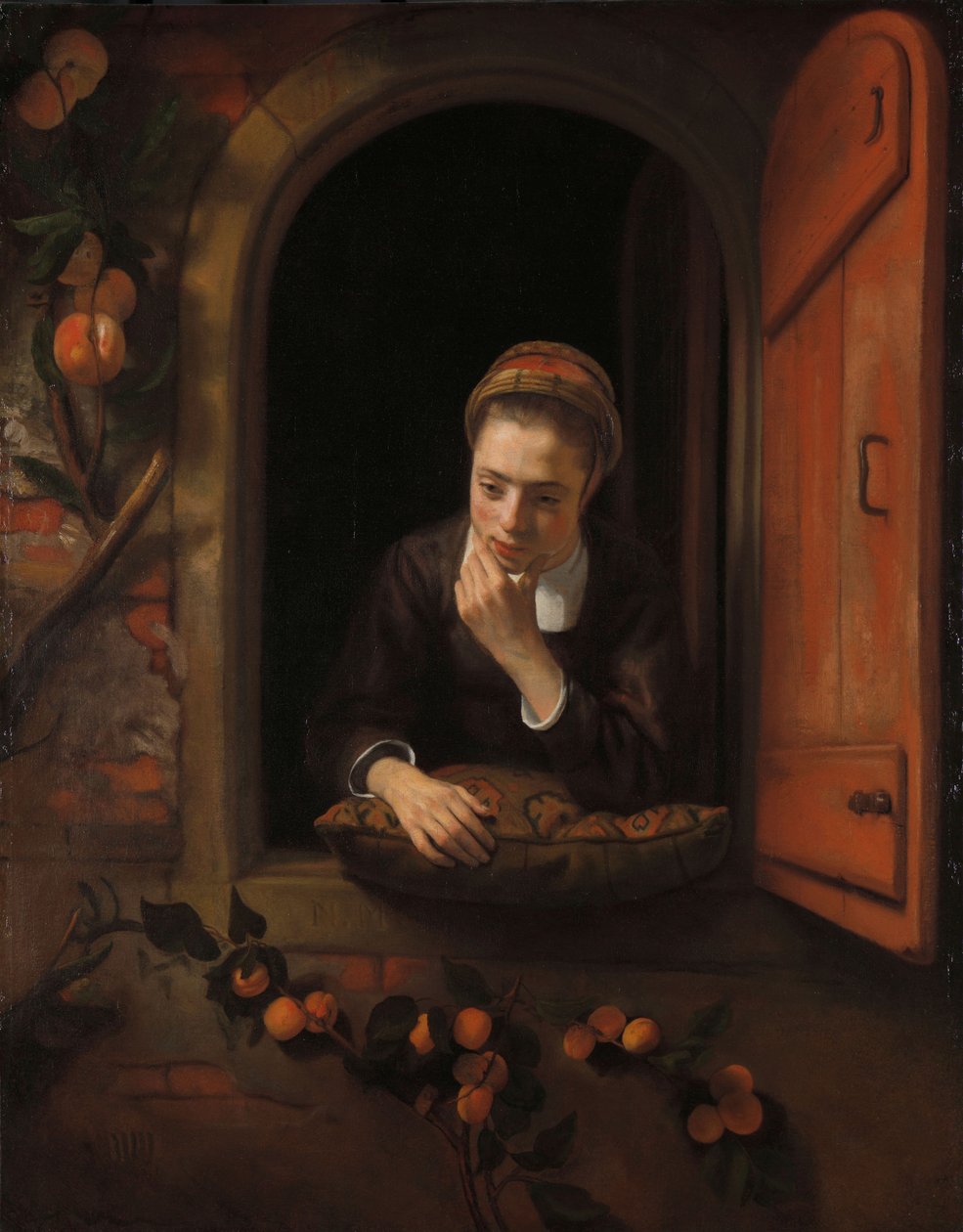 Lány az ablakon, „Az álmodozó” néven ismert, 1650-60 alkotó: Nicolaes Maes