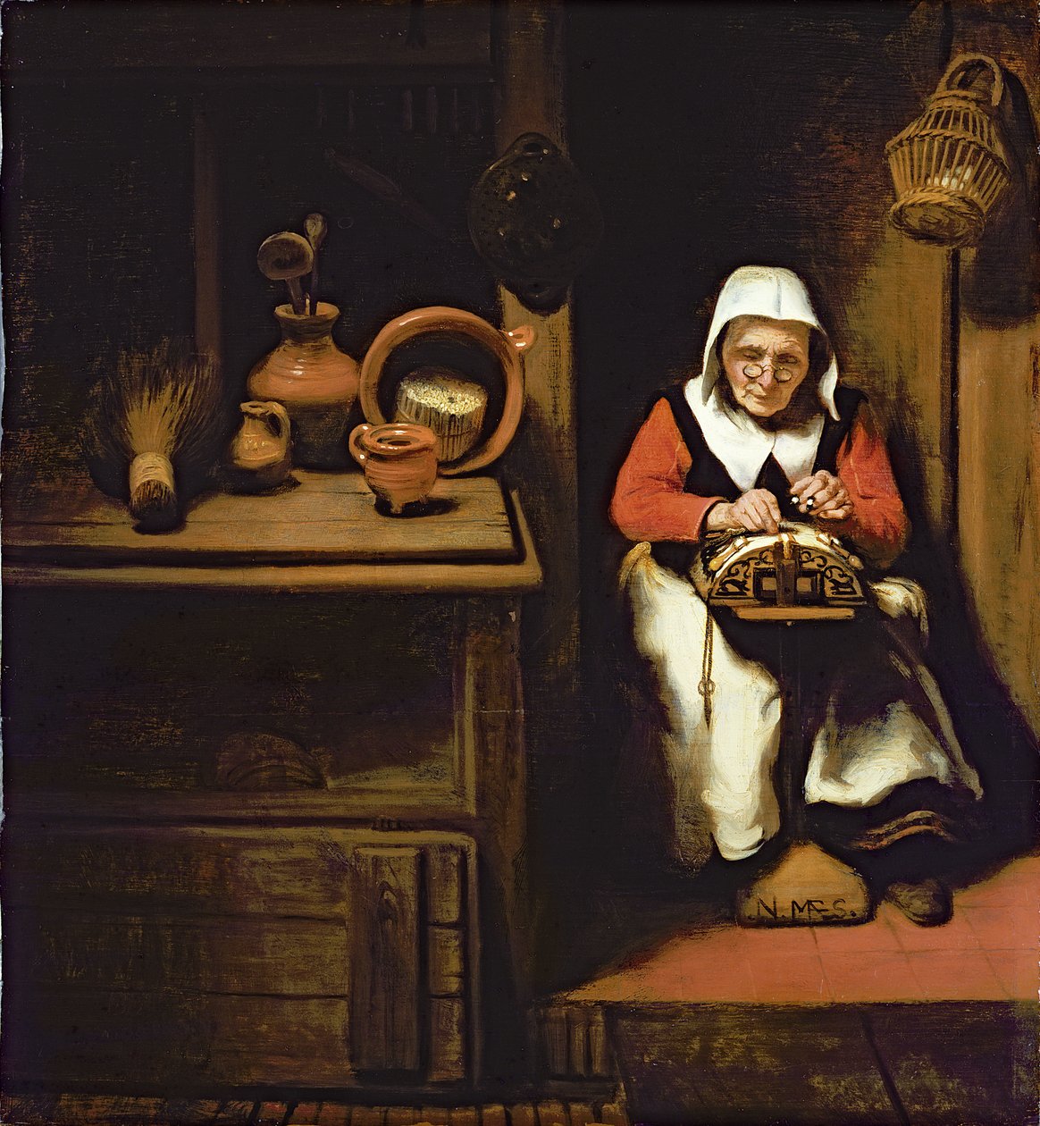A Csipkeverő alkotó: Nicolaes Maes