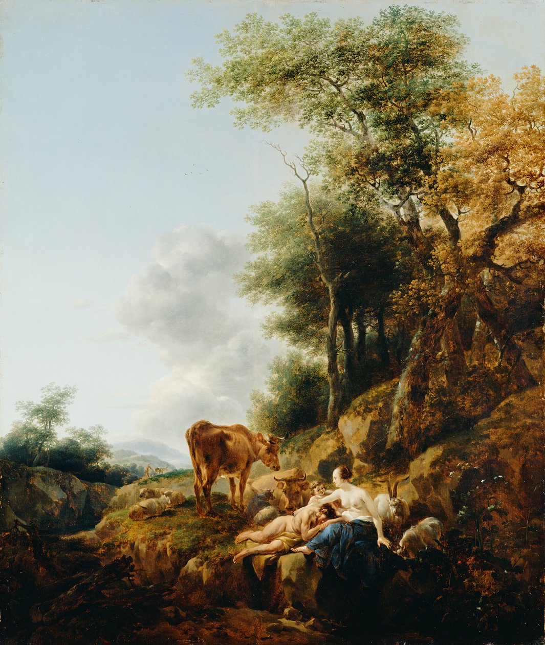 Tájkép nimfával és szatírral alkotó: Nicolaes Pietersz. Berchem
