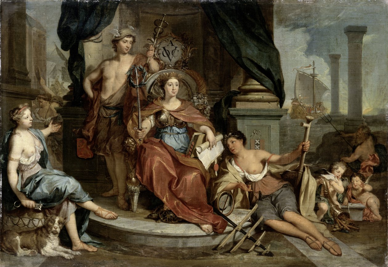 A Holland Kelet-Indiai Társaság apoteózisa (A VOC Amszterdami Kereskedelmi Kamara allegóriája), 1702-46 alkotó: Nicolaes Verkolje