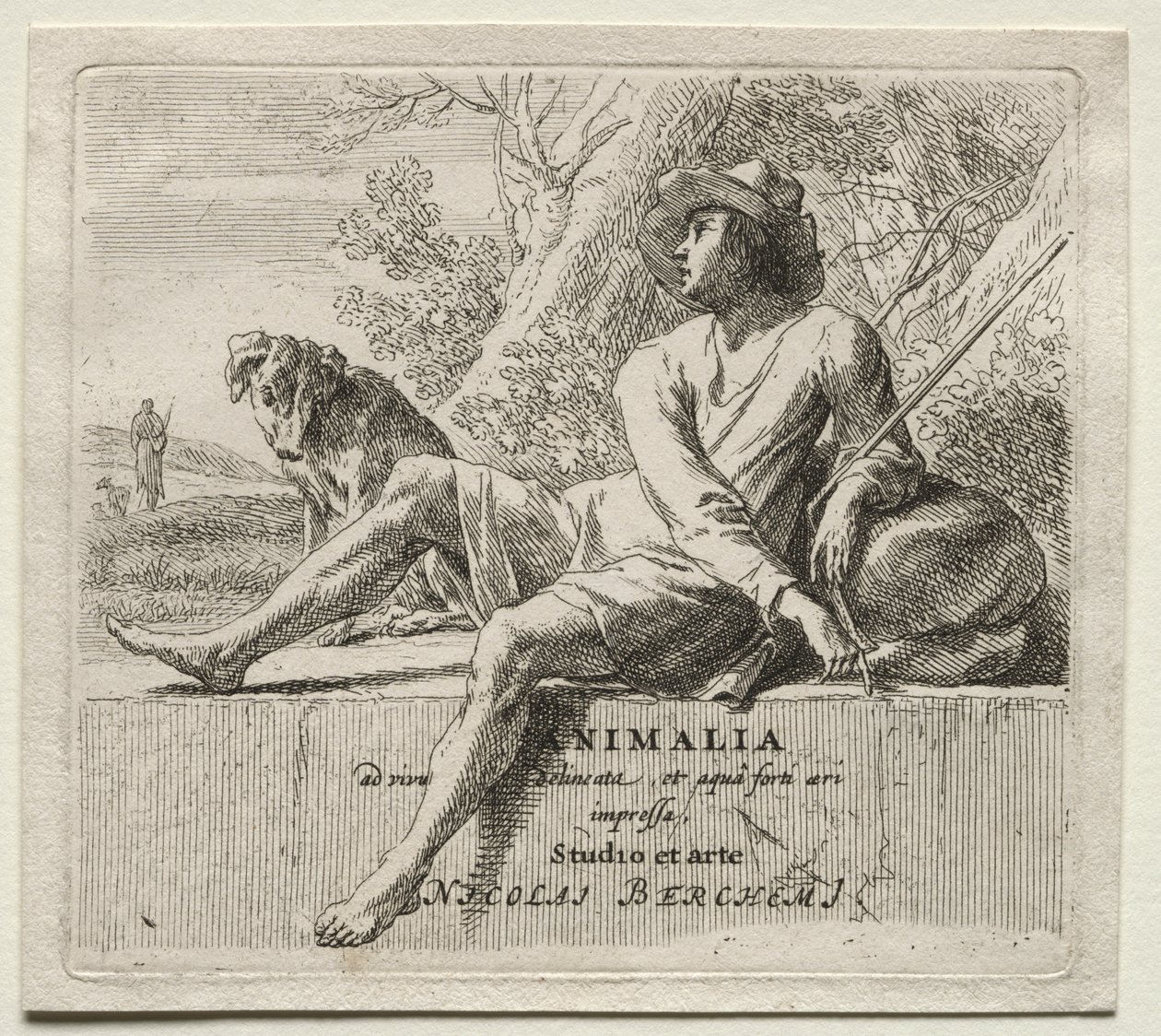 Animalia: Frontispiece, Shepherd and Dog alkotó: Nicolaes Berchem