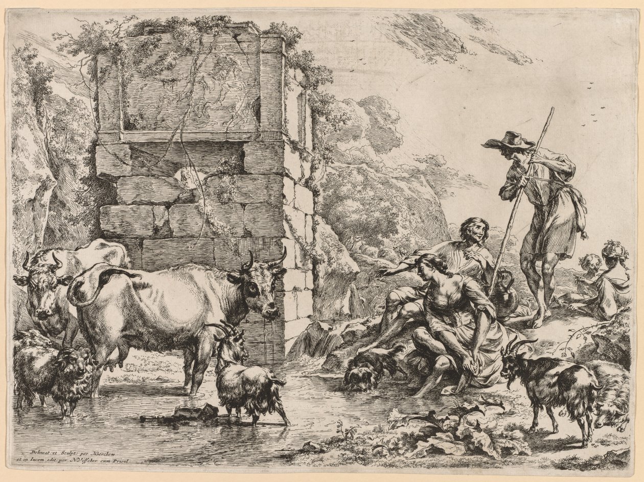 A tehén iszik alkotó: Nicolaes Berchem