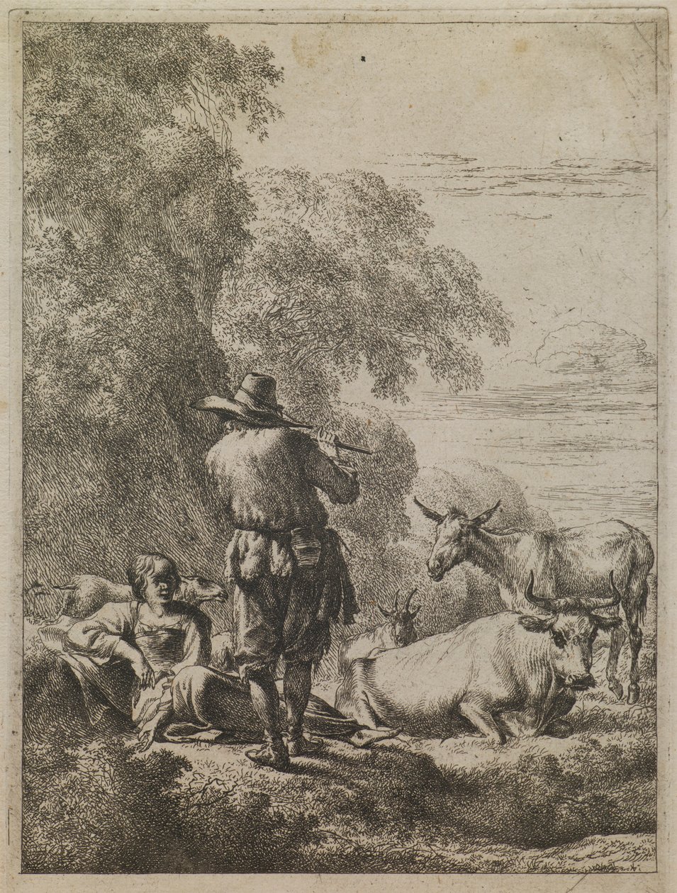 A pásztor furulyázik alkotó: Nicolaes Berchem