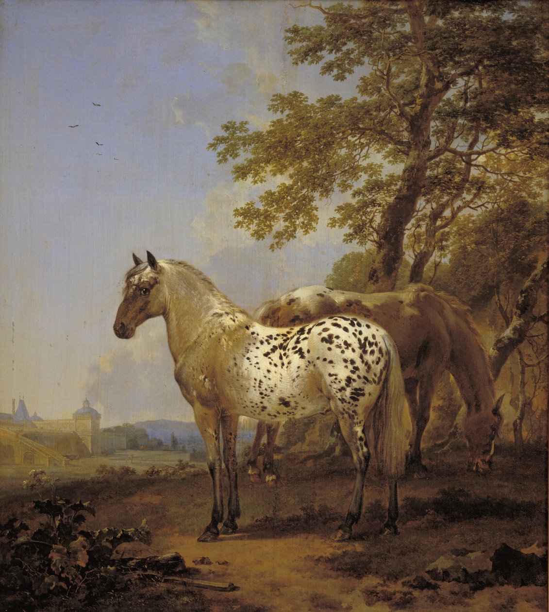 Két ló egy tájban alkotó: Nicolaes Berchem