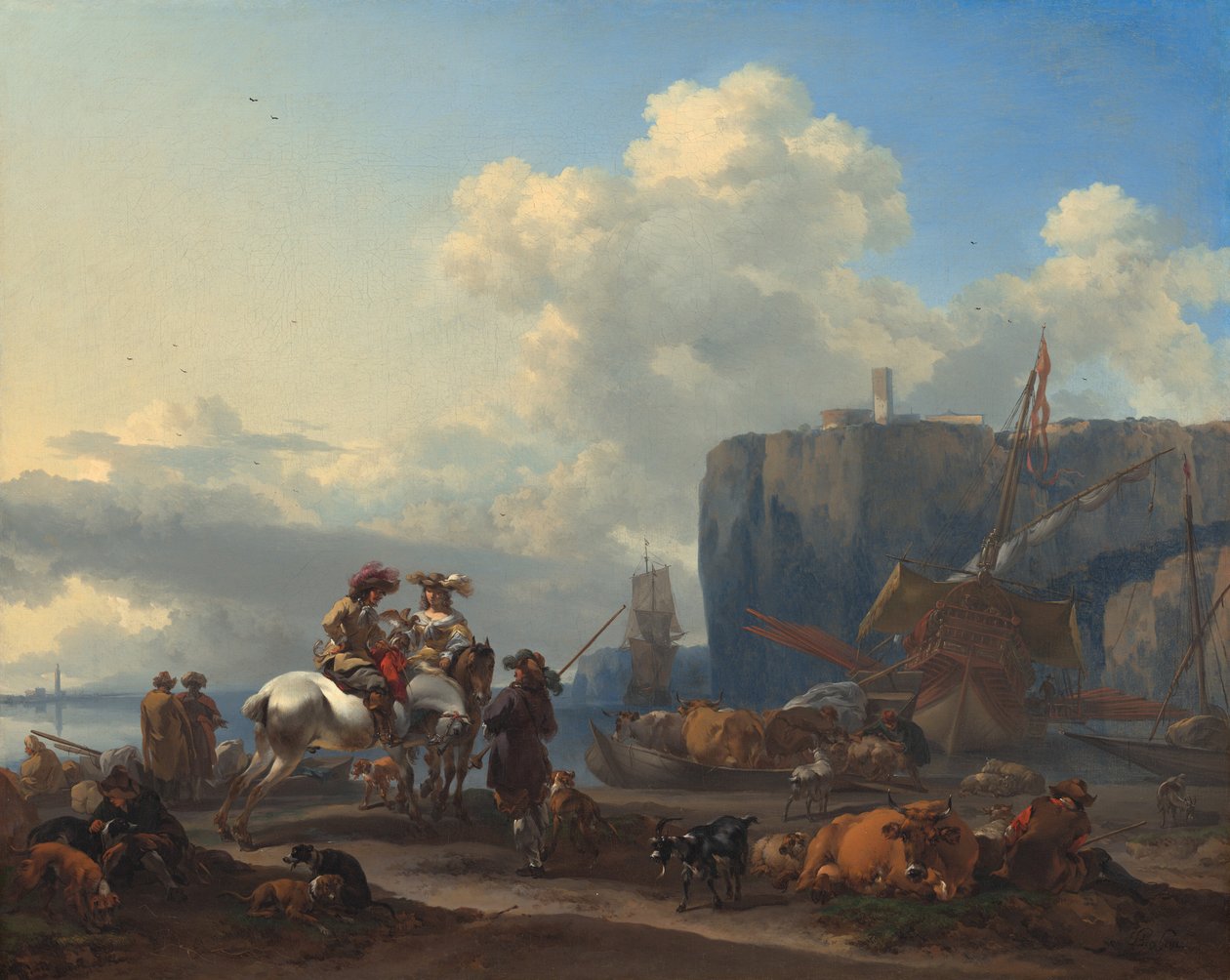 Kilátás egy olasz kikötőre, 1660-as évek eleje. alkotó: Nicolaes Berchem