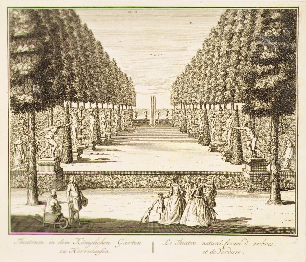 Fák és sövények természetes színháza (metszet) alkotó: Nicolaes Jansz  Visscher