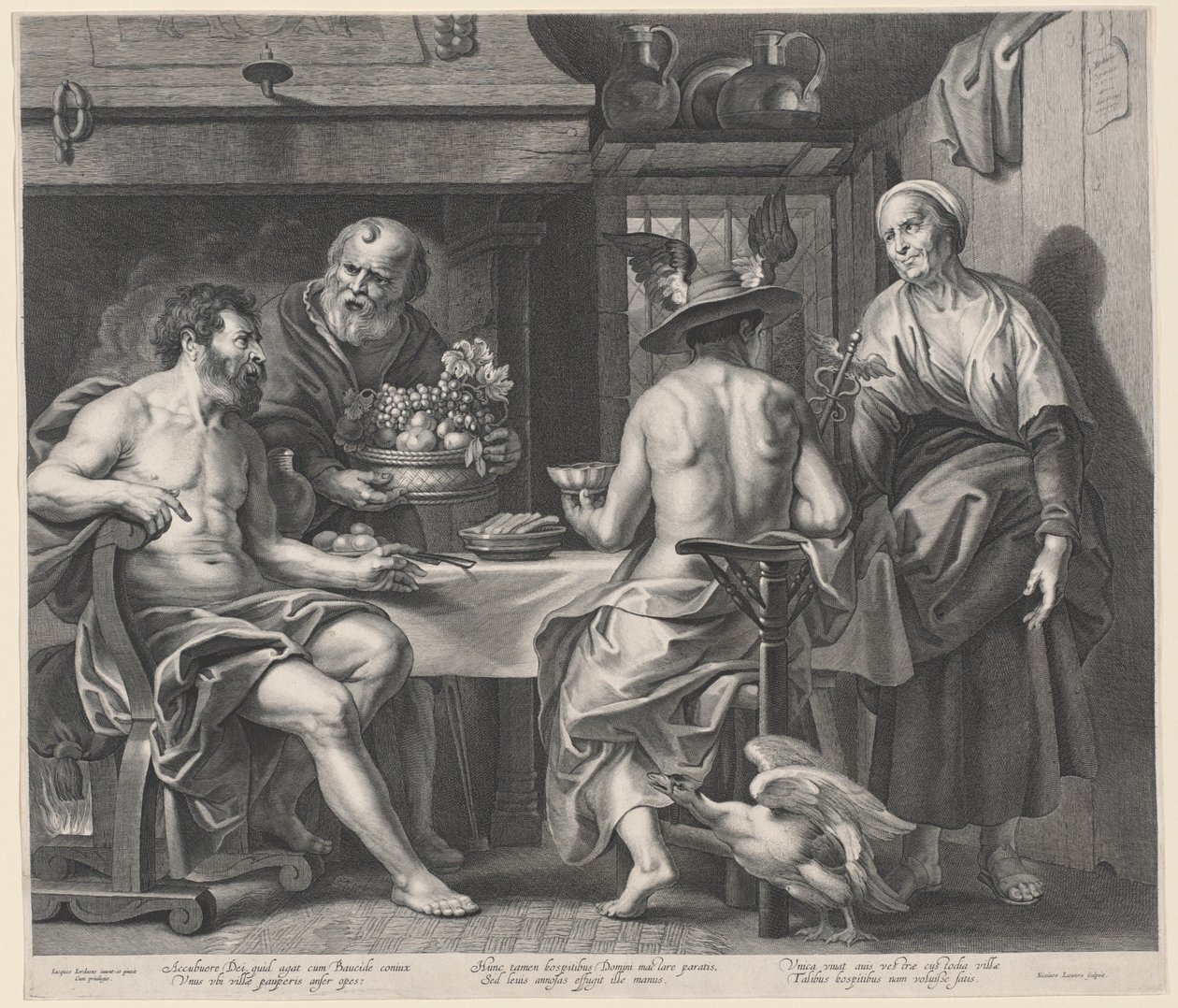 Jupiter és Merkúr szórakoztatta Philemon és Baucis alkotó: Nicolaes Lauwers, after Jacob Jordaens