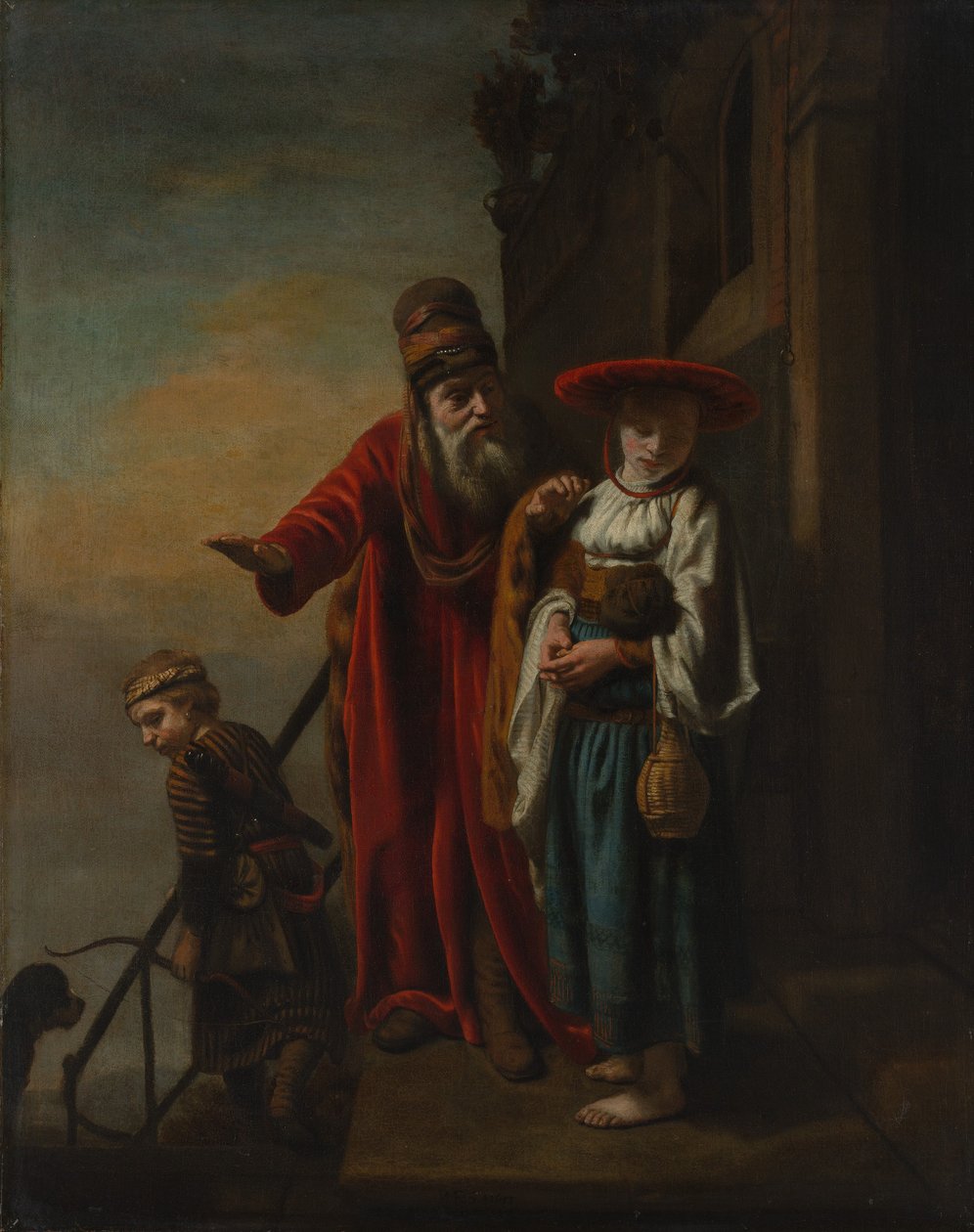 Ábrahám elbocsátja Hágart és Izmaelt, 1653. alkotó: Nicolaes Maes