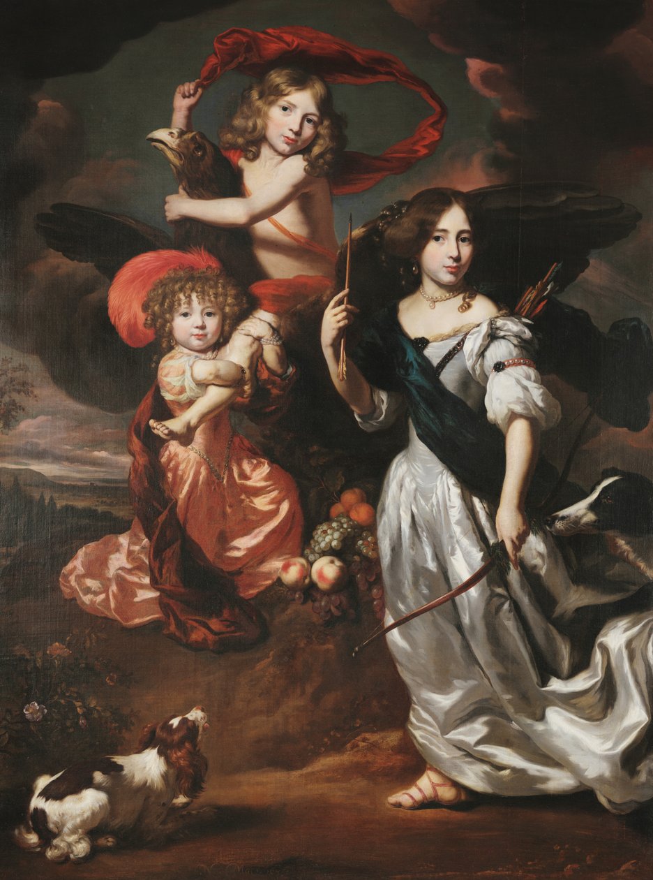 Három gyermek portréja Ceres, Ganymedes és Diana alakjában alkotó: Nicolaes Maes