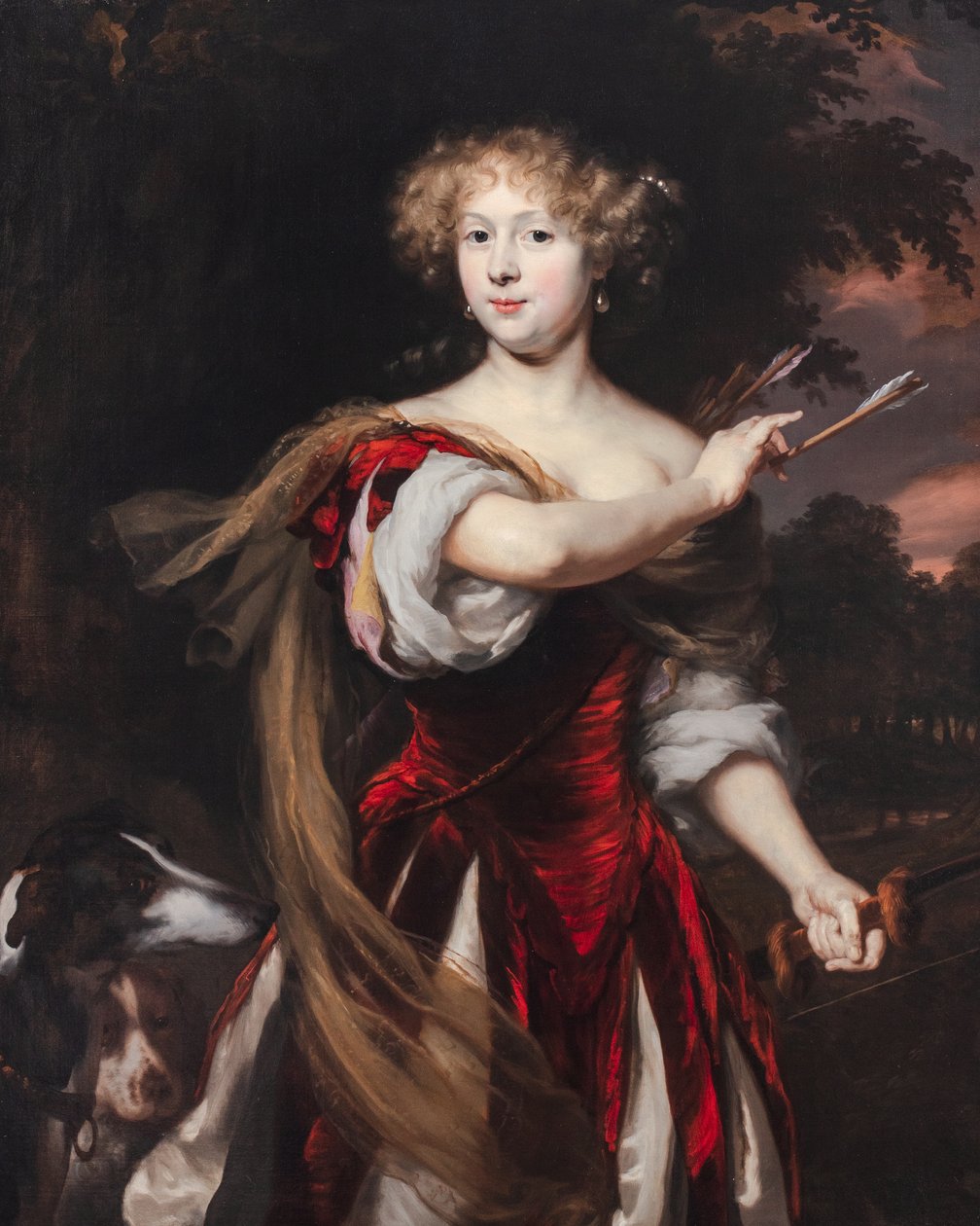 Egy hölgy portréja, mint Diana, 1670-90 körül (olaj, vászon) alkotó: Nicolaes Maes