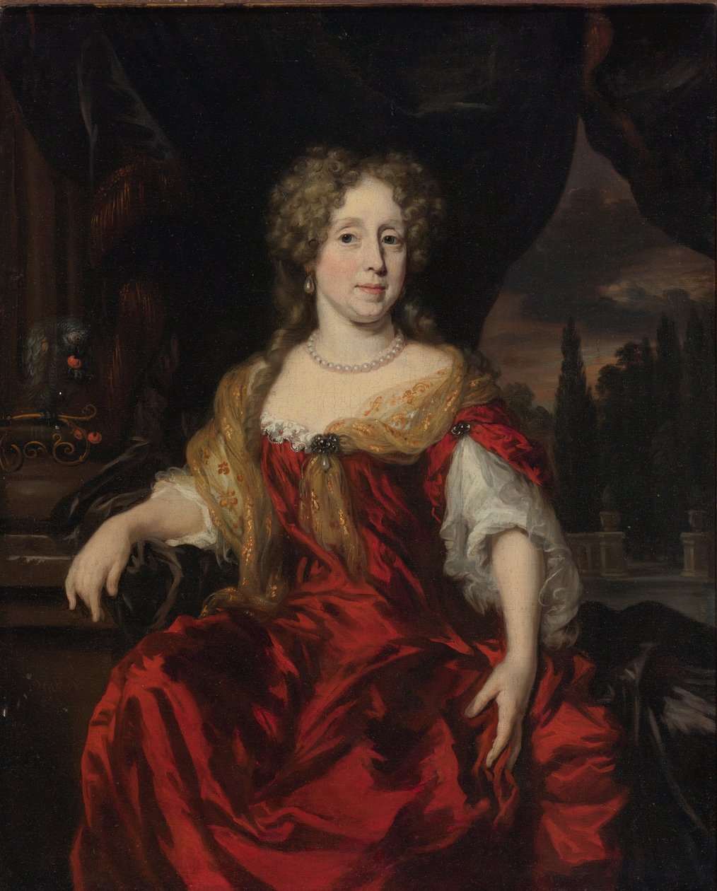 Egy vörös ruhás hölgy portréja alkotó: Nicolaes Maes