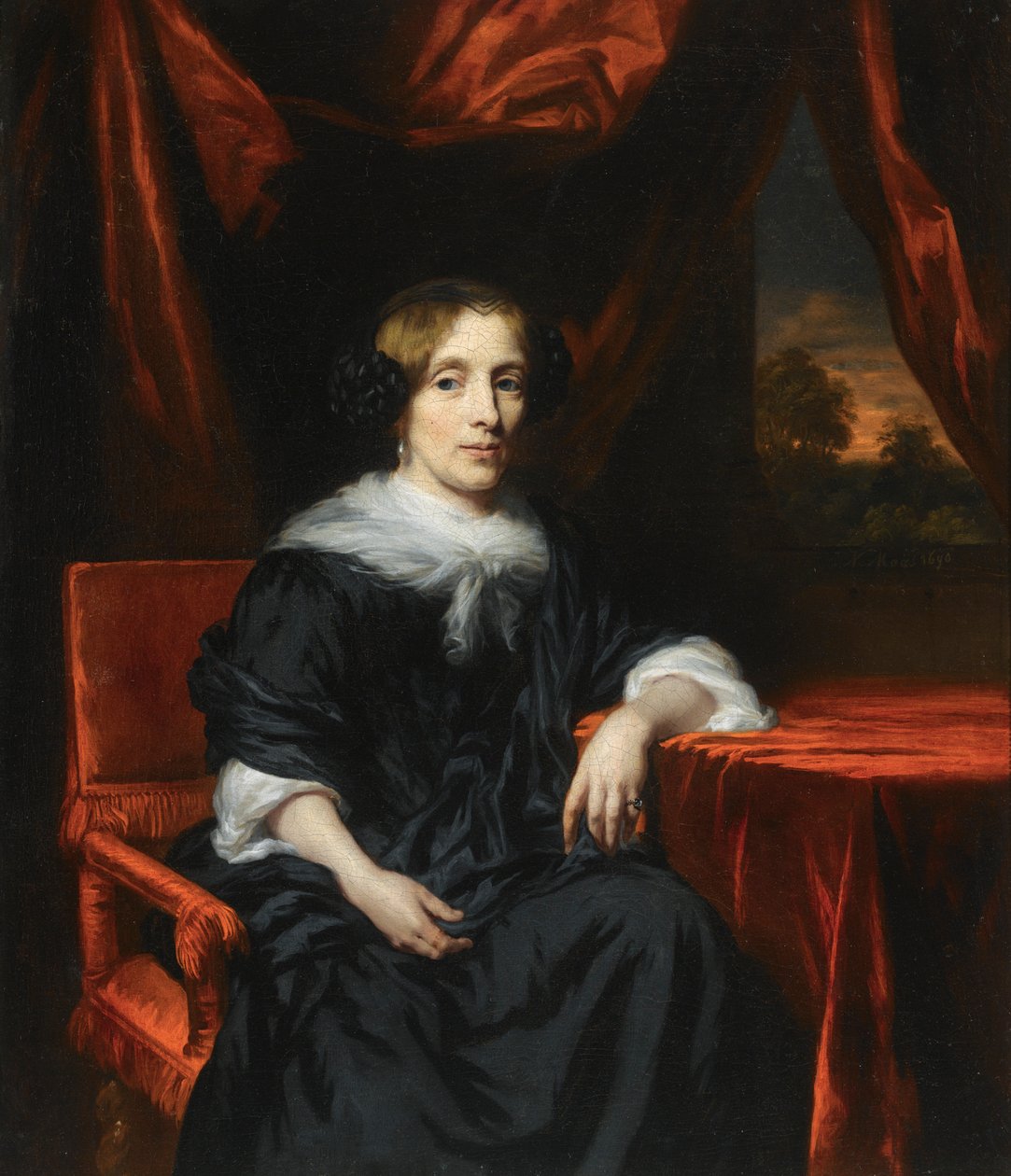 Fekete ruhás nő portréja alkotó: Nicolaes Maes
