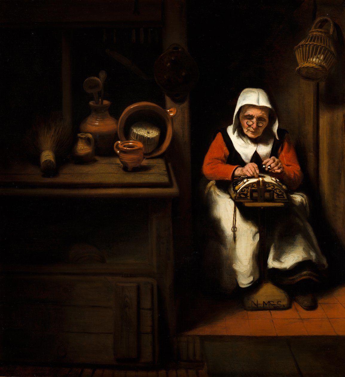 Az öreg csipkeverőnő alkotó: Nicolaes Maes
