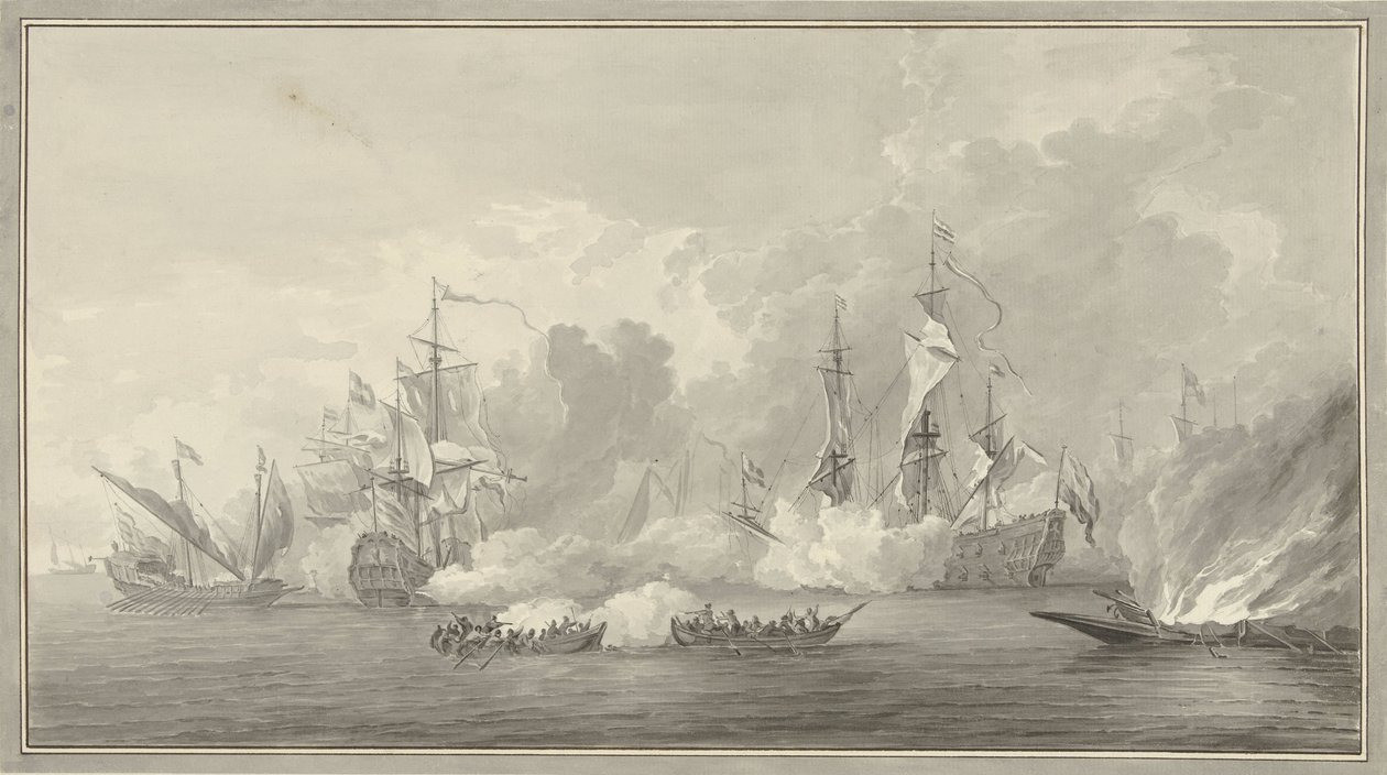 Tengeri csata, valószínűleg Kijkduin közelében 1673. augusztus 21-én alkotó: Nicolaes Muys