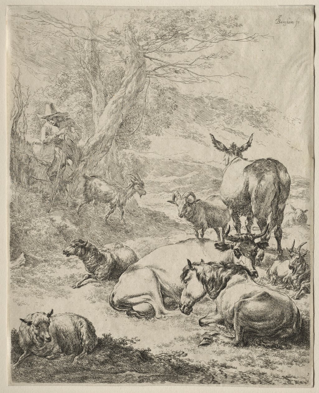 Állatok nyugalomban. alkotó: Nicolaes Pietersz. Berchem