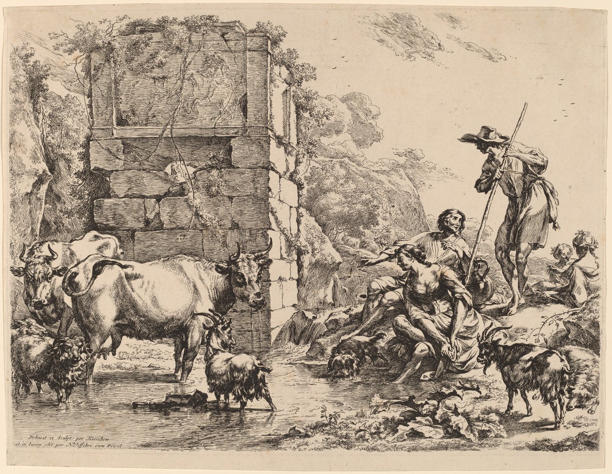 Tehén ivás alkotó: Nicolaes Pietersz Berchem