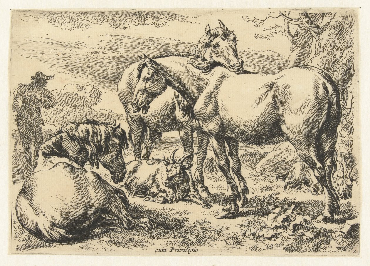 Három ló Állatok (sorozat címe) alkotó: Nicolaes Pietersz Berchem