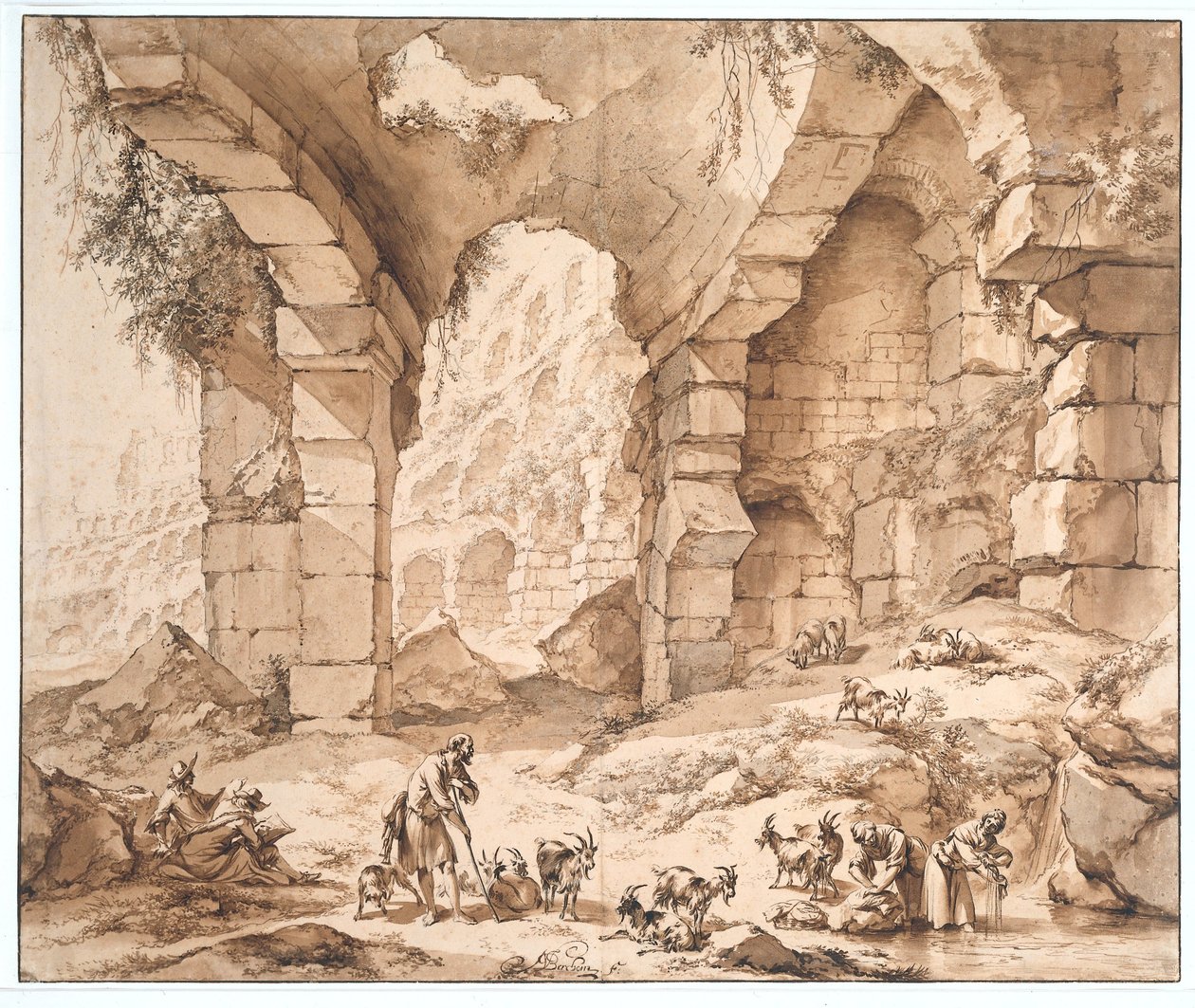 Kilátás a Colosseum romjaira alkotó: Nicolaes Pietersz Berchem