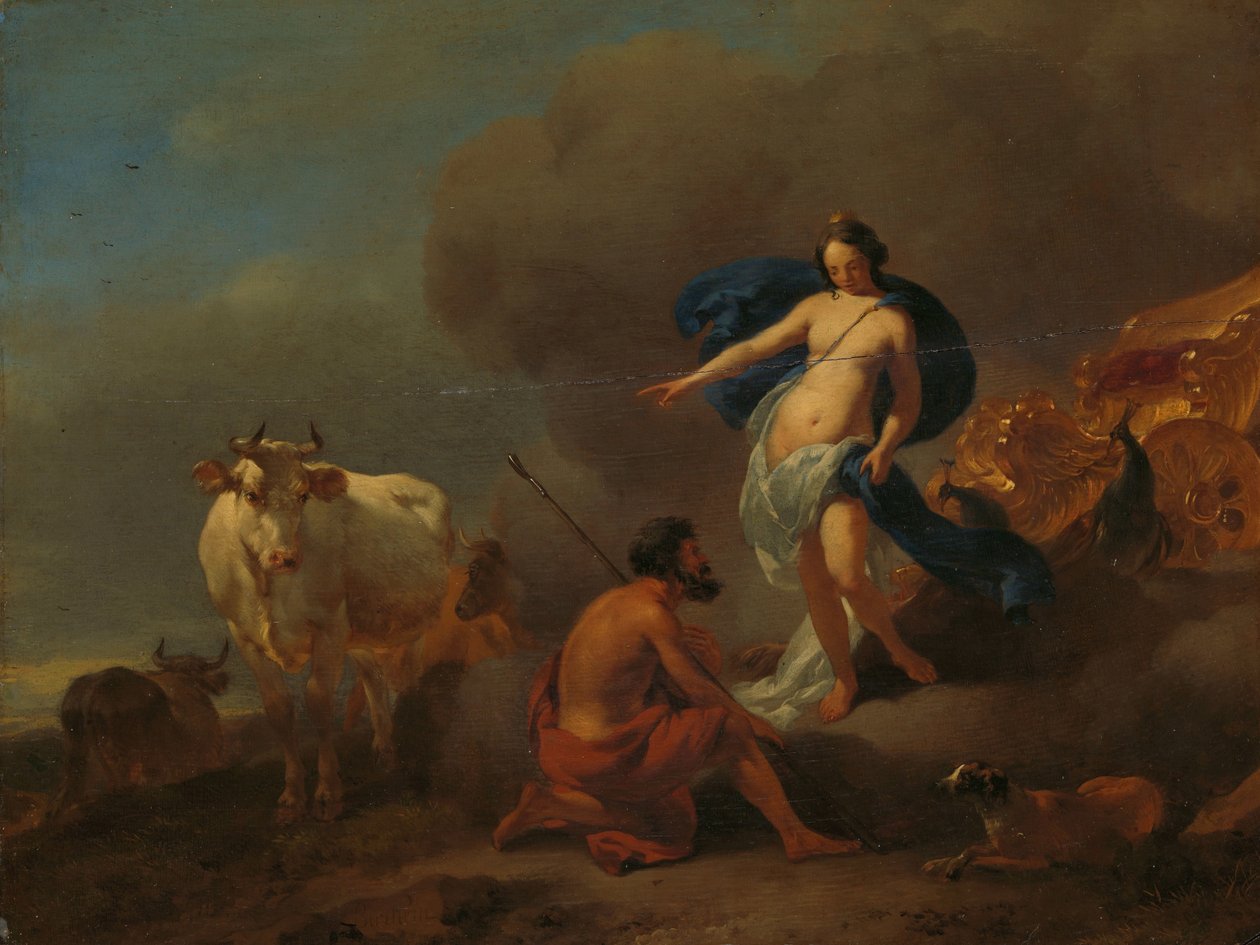 Juno arra utasítja Argust, hogy figyelje az Io-t alkotó: Nicolaes Pietersz Berchem