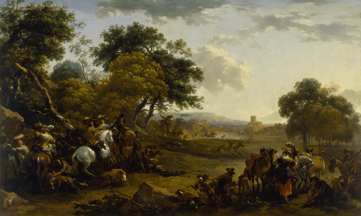 Tájkép vadászokkal alkotó: Nicolaes Pietersz. Berchem